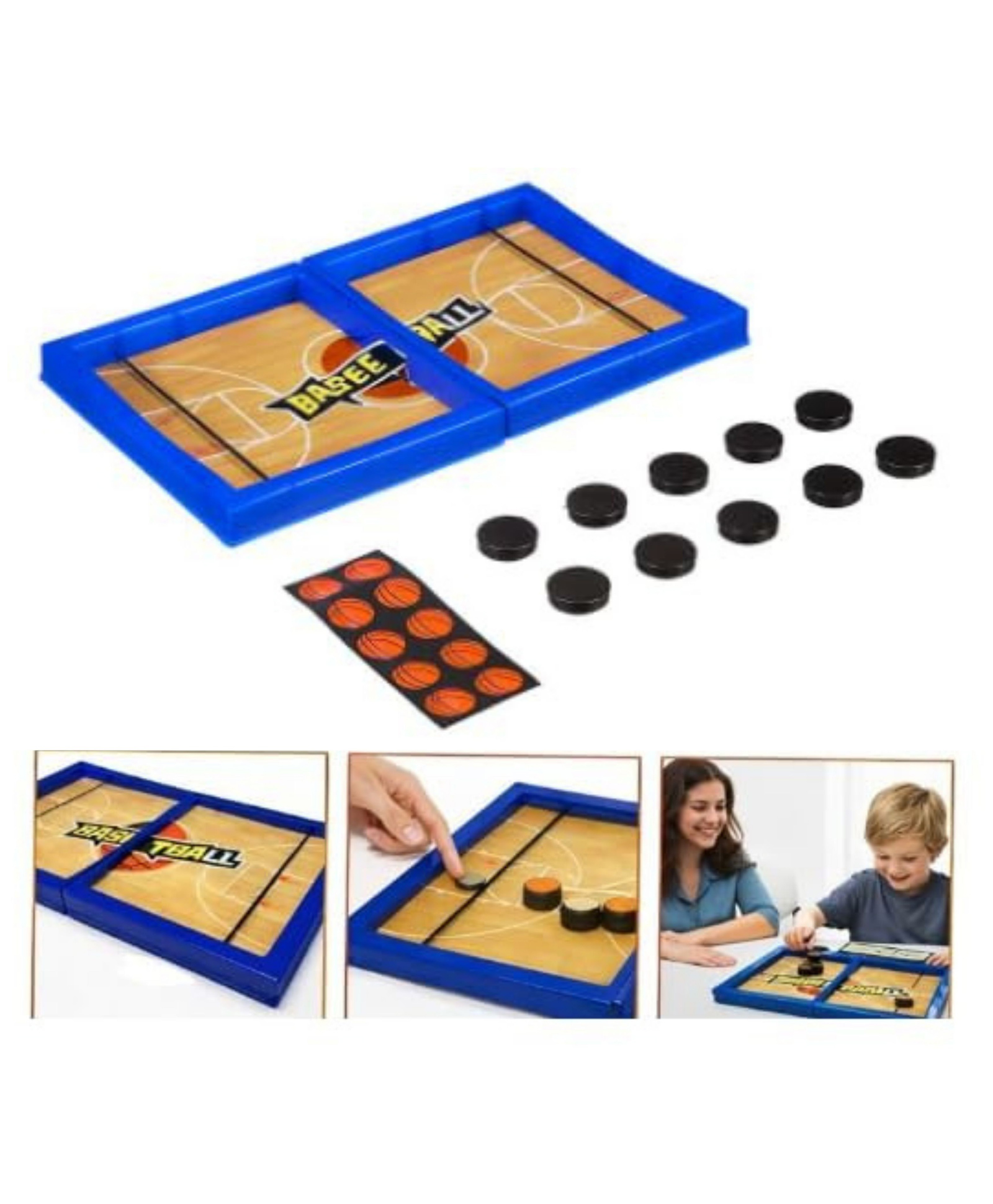 YAMAMA Fast String Puck Game Basketball Edition for Kids & Adults, Premium Sling Puck Board Game, Tabletop Hoop Arena for Quick Reflexes, Hand-Eye Coordination, Party Games - Multicolor-image-19