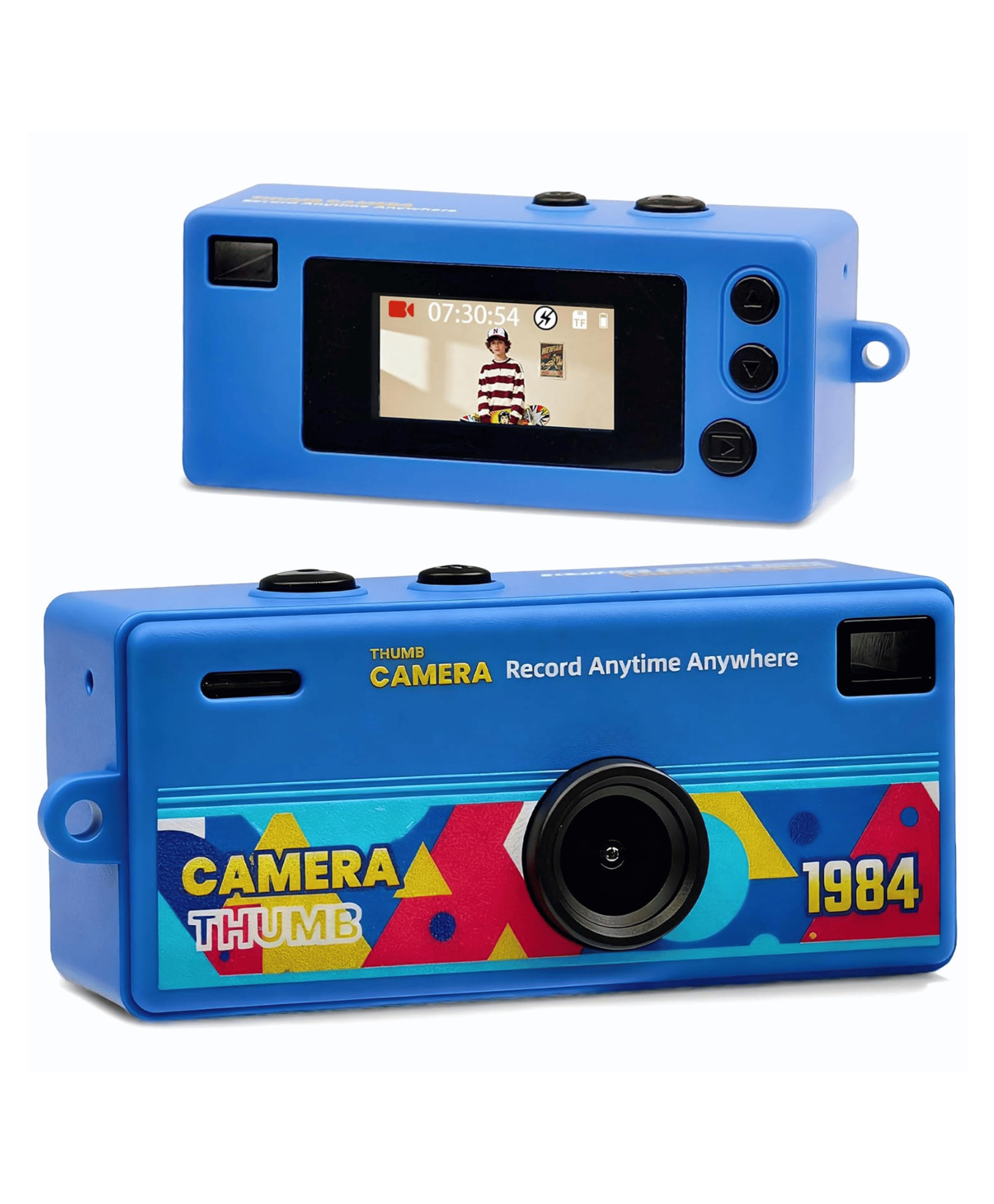 YAMAMA G6 Thumb Camera Retro Miniature Digital Camera for Kids & Adults, 1984 Vintage Micro Cam Pack with Keychain Loop for Vlog Recording, Pocket Photography & Creative Party Gifts - Multicolor-image-12