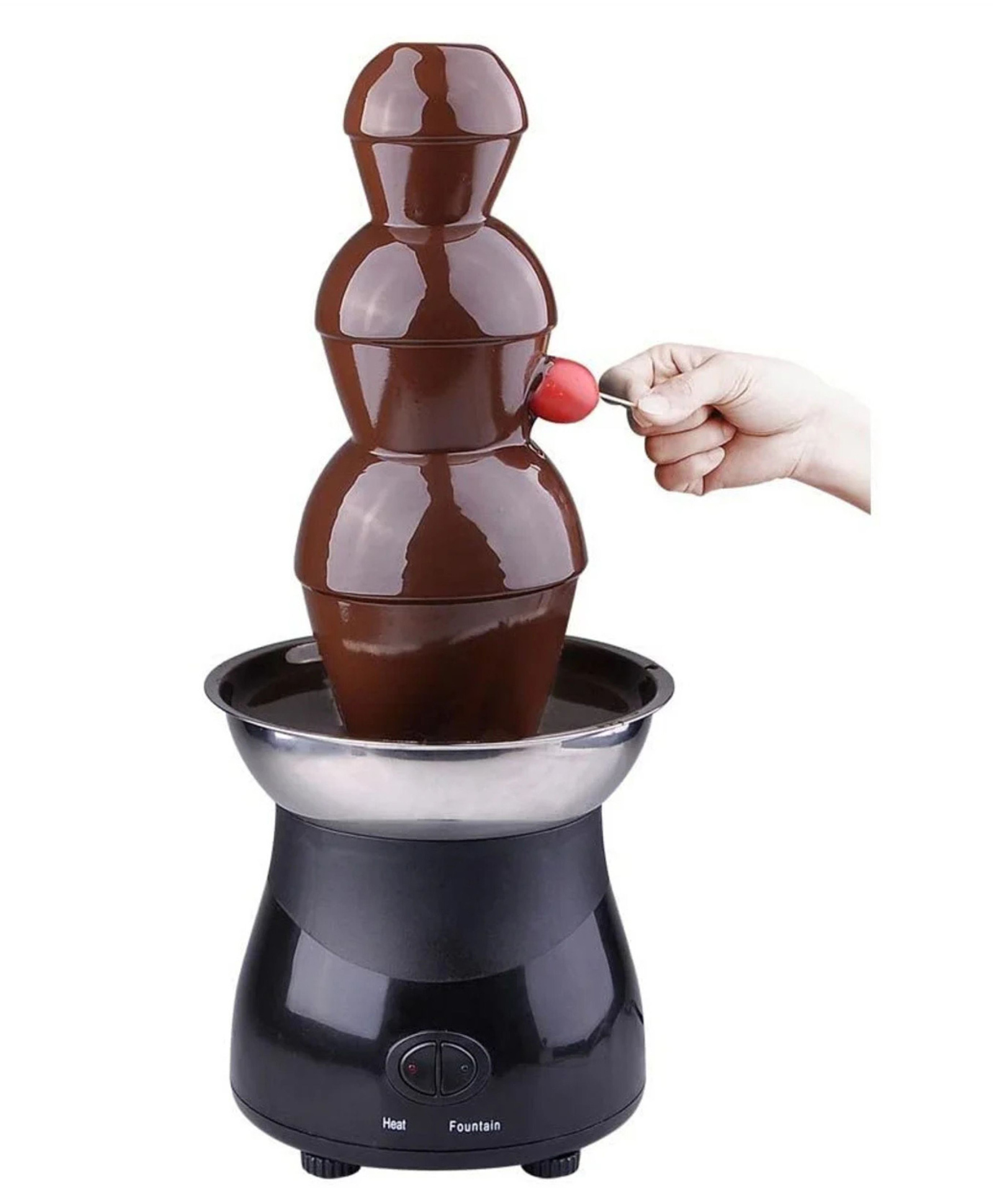 YAMAMA 3-Tier Stainless Steel Chocolate Fondue Fountain, BD-020 Electric Melting Machine for Parties, Birthday Celebrations and Dessert Dipping - Black-picture-13