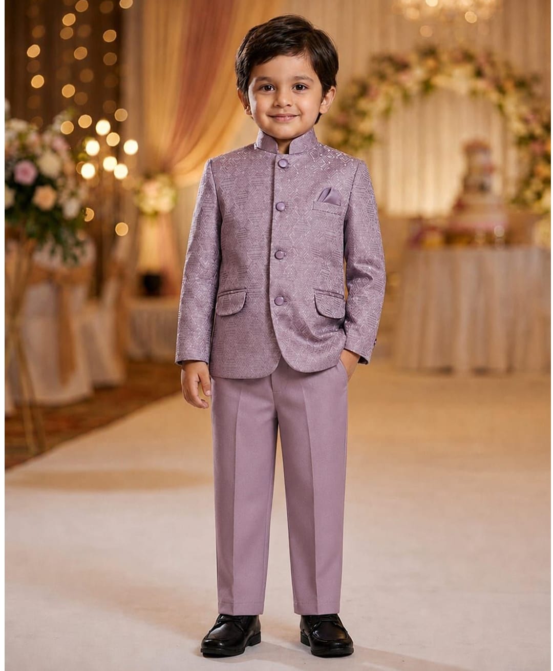 Rikidoos Cotton Woven Full Sleeve Textured Jodhapuri Pocket Square Coat With Pant - Pink-picture-24