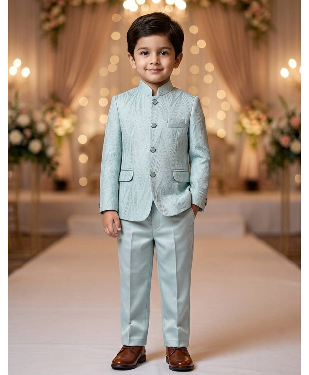 Rikidoos Cotton Silk Woven Full Sleeve Textured Jodhapuri Pocket Square Detailing Coat With Pant - Light Green-picture-33