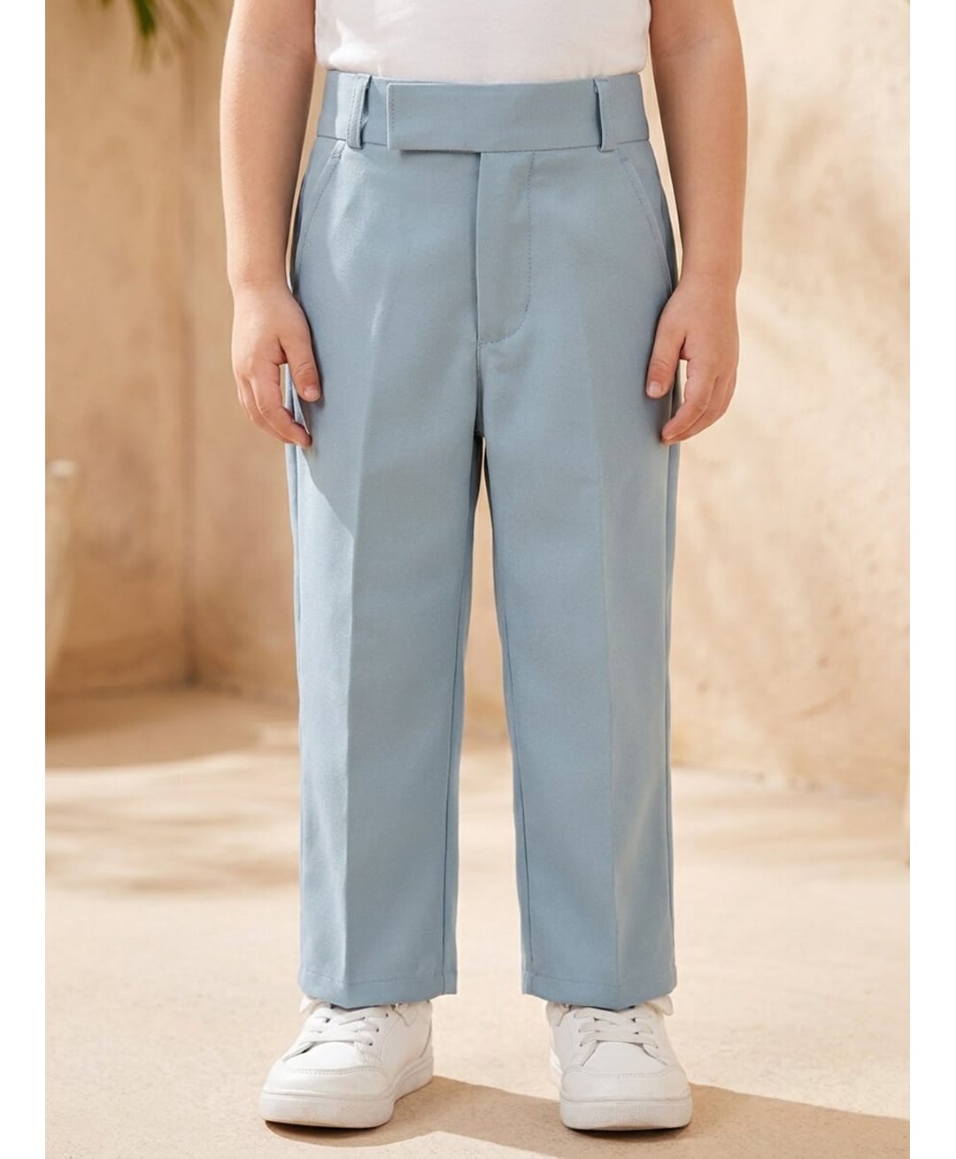 Rikidoos Cotton Lycra Woven Full Length Solid Trousers - Light Blue-picture-20