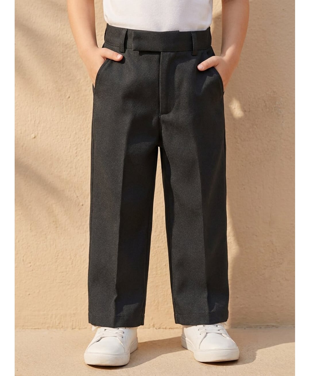 Rikidoos Cotton Lycra Woven Full Length Solid Trousers - Grey-picture-20