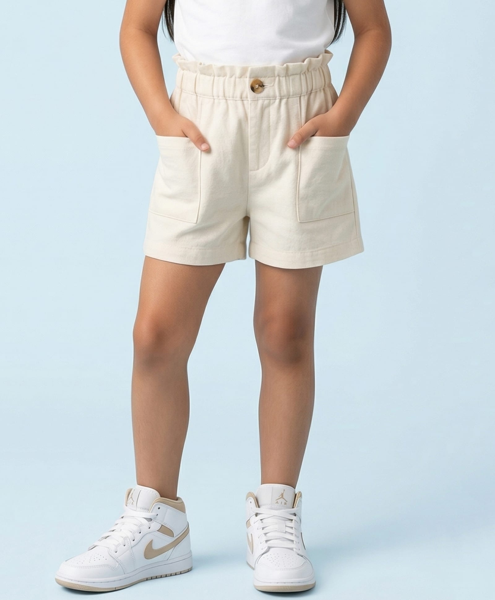 Tiny Girl Woven Solid Shorts - Off White-picture-16