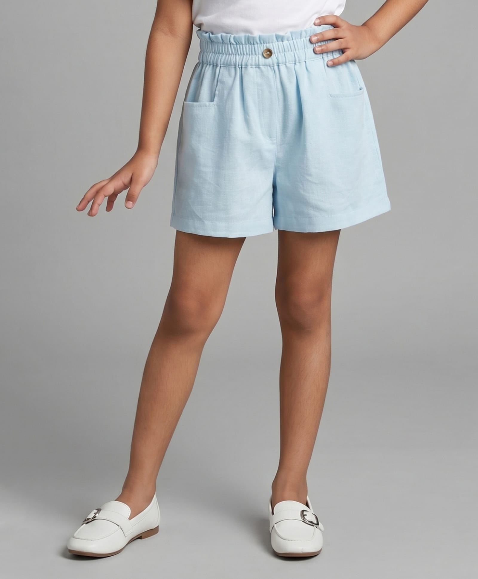 Tiny Girl Woven Solid Shorts - Powder Blue-picture-15