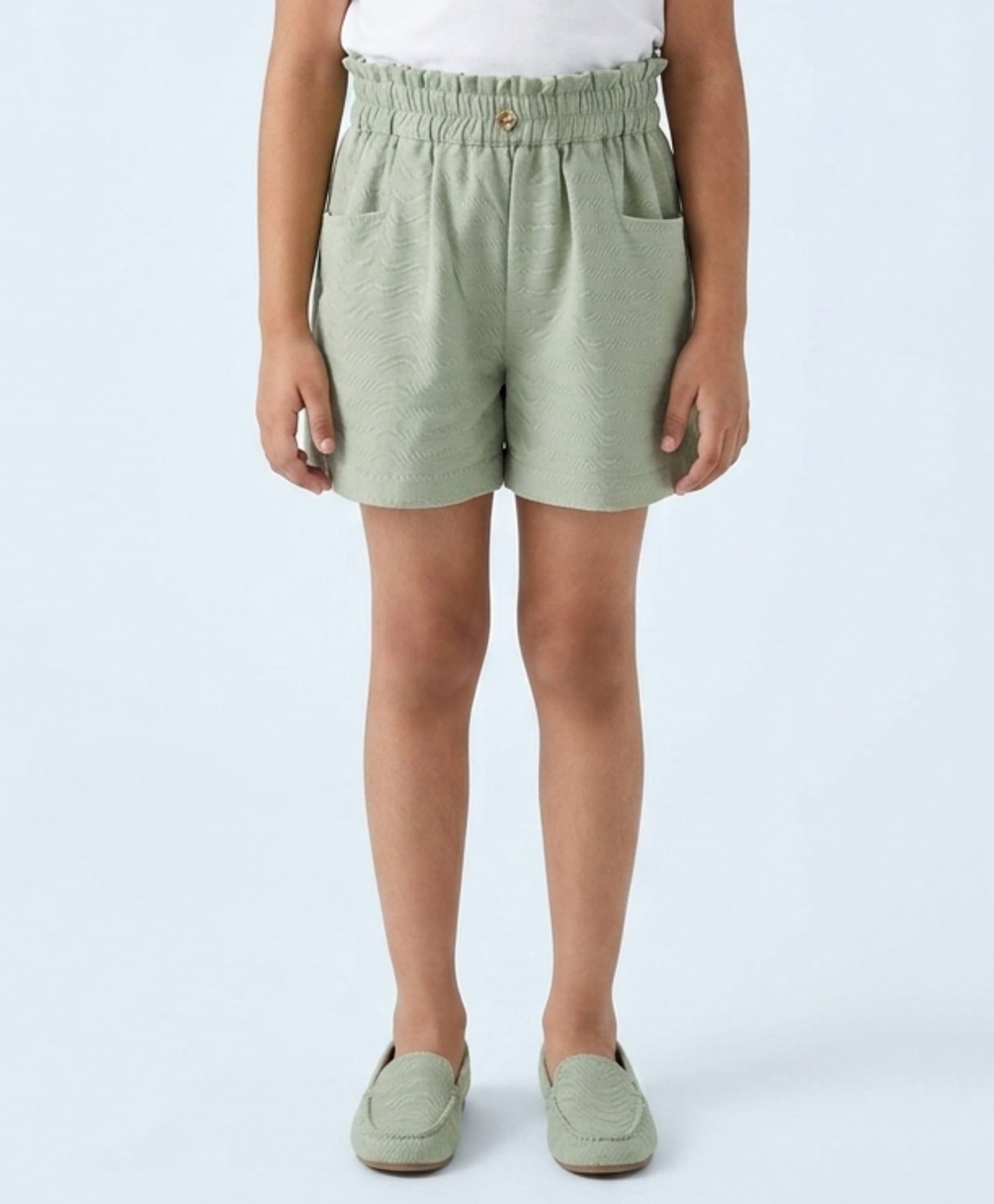 Tiny Girl Woven Solid Shorts - Sage Green-picture-19