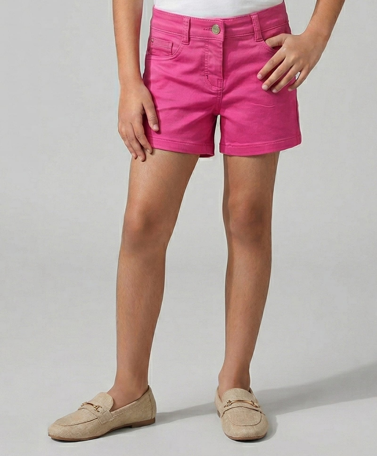 Tiny Girl Denim Knit Soild Shorts - Dark Pink-picture-12