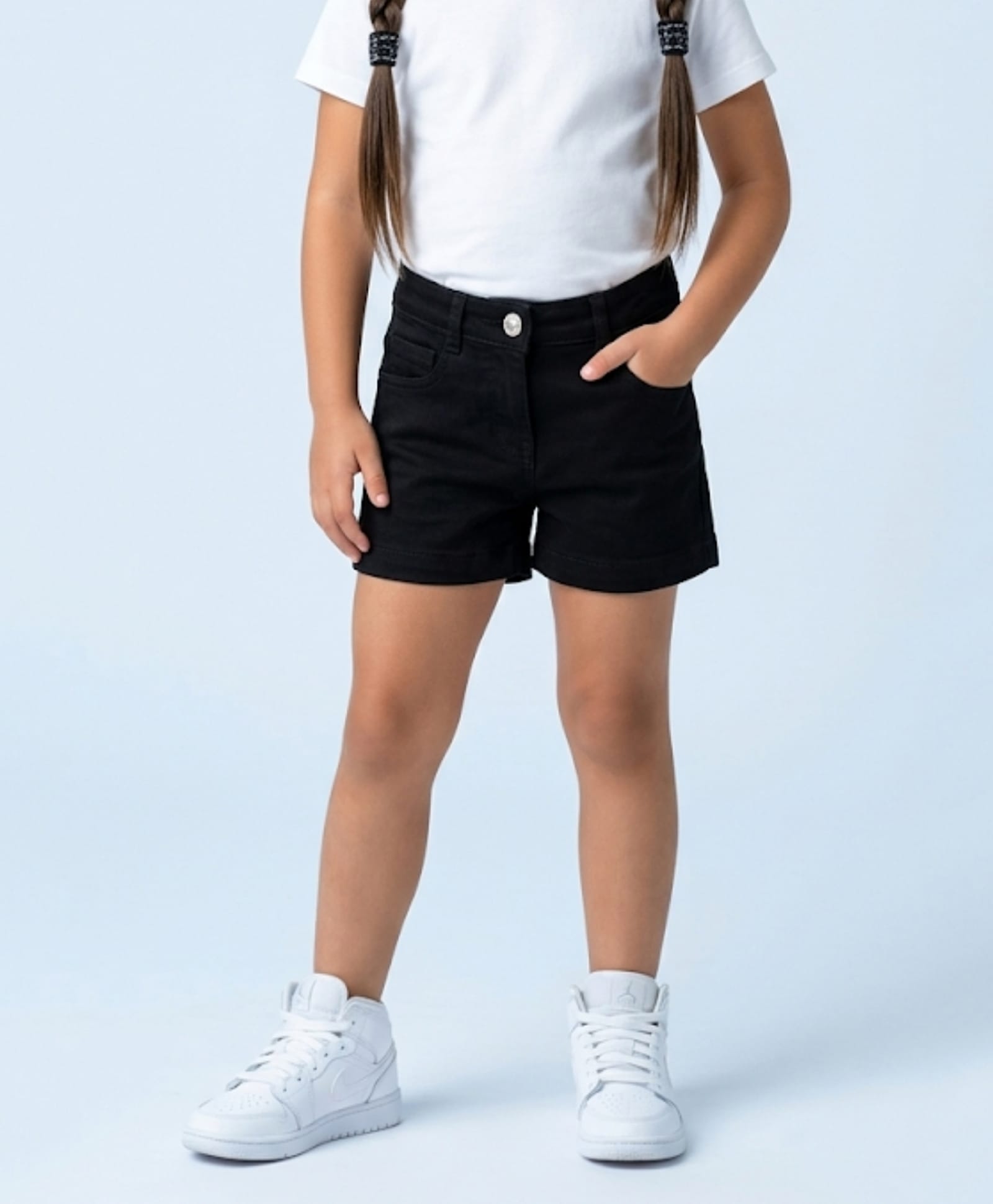 Tiny Girl Denim Woven Solid Shorts - Black-picture-16