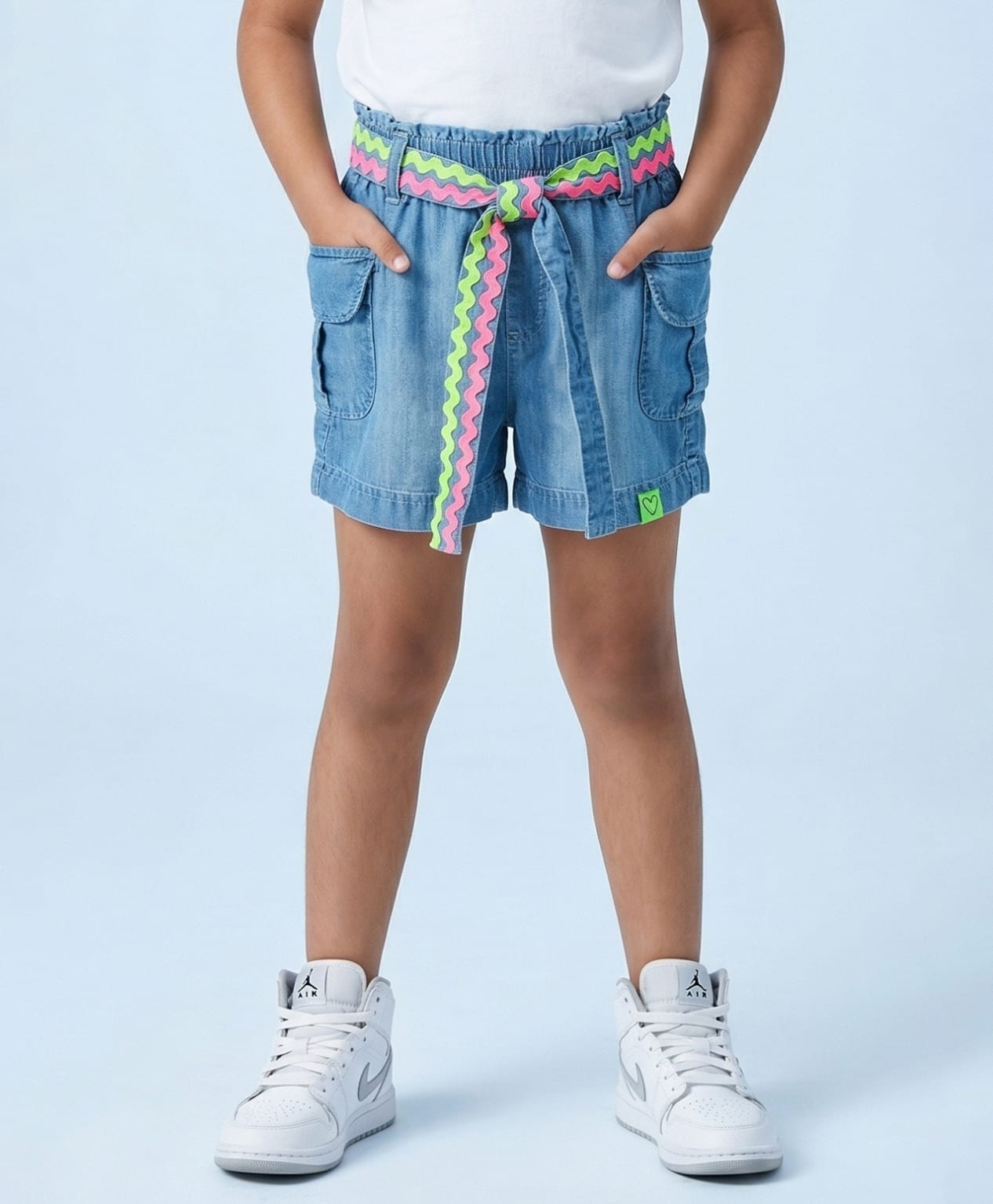 Tiny Girl Denim Woven Washed Shorts With Belt - Light Blue-picture-27