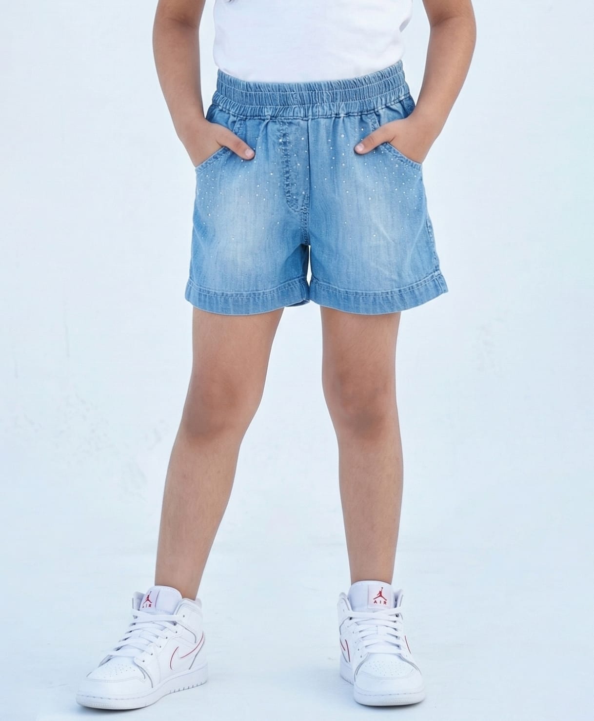 Tiny Girl Denim Woven Stones Embellished Washed Shorts - Light Blue-picture-26