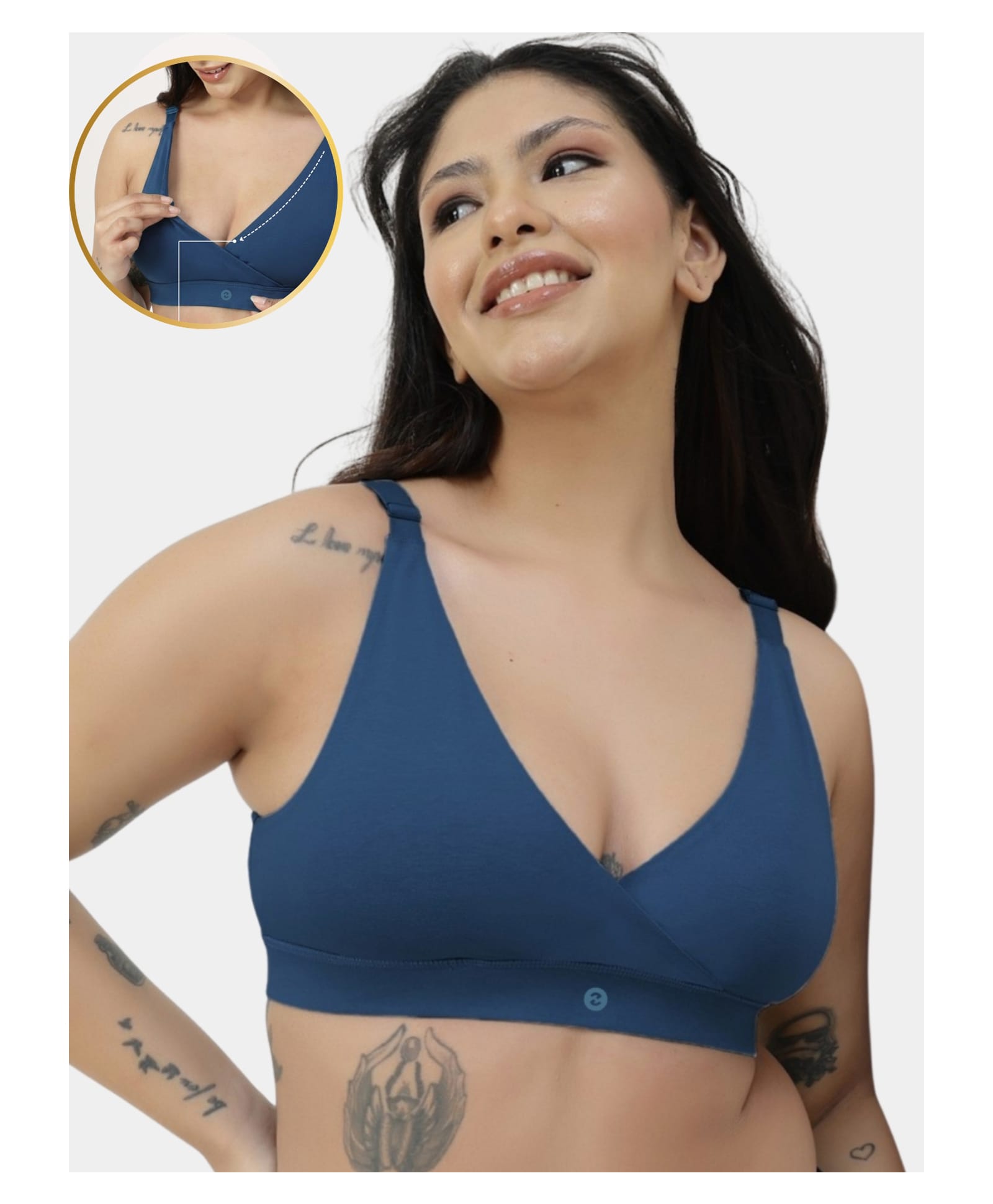 Zelena 92% Cotton 8% Spandex Knit Solid Maternity Bra With Front Open Nursing Access - Airforce-image-33
