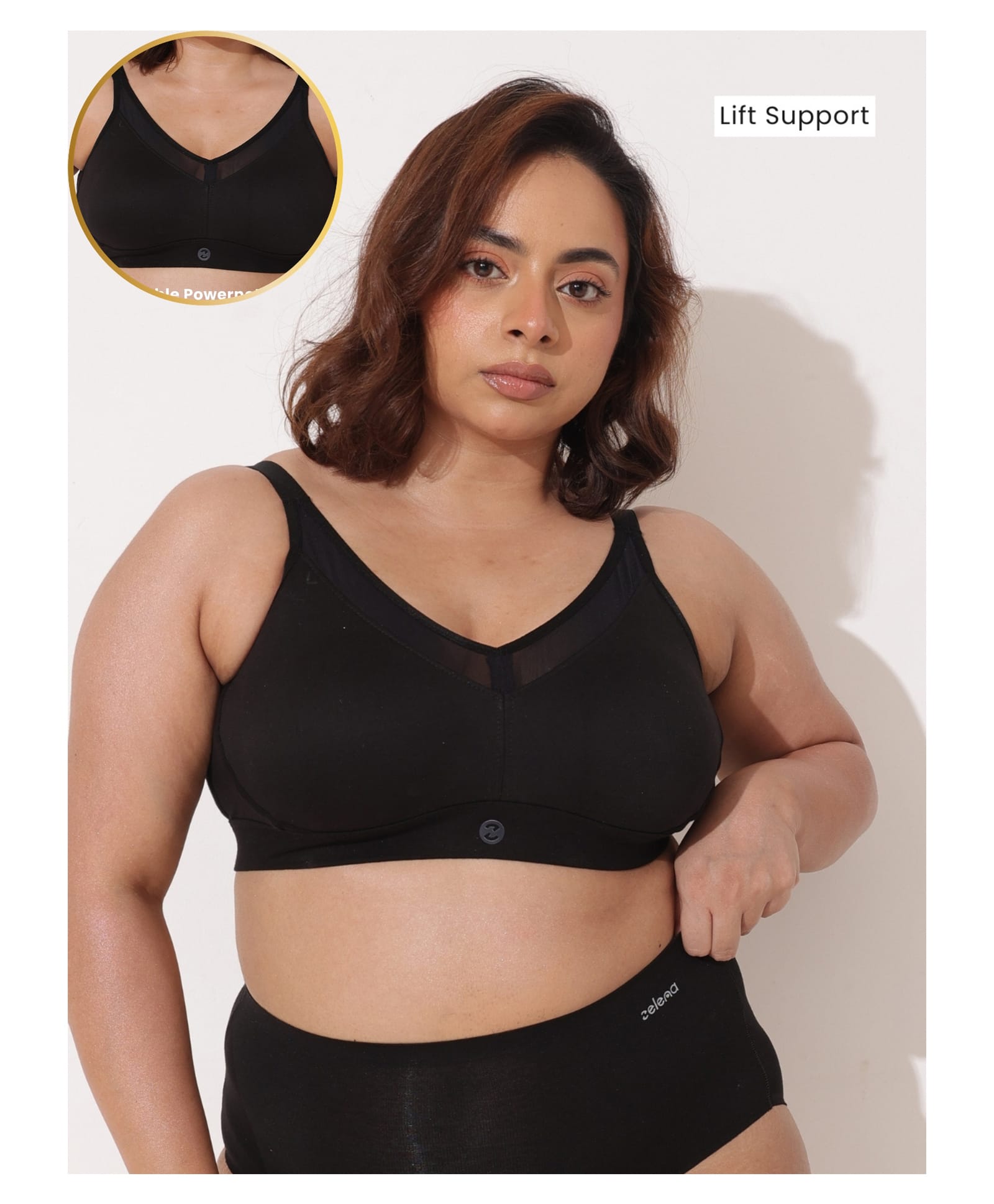 Zelena 92% Modal 8% Spandex Knit Solid Maternity Bra With Front Open Nursing Access - Black-picture-32