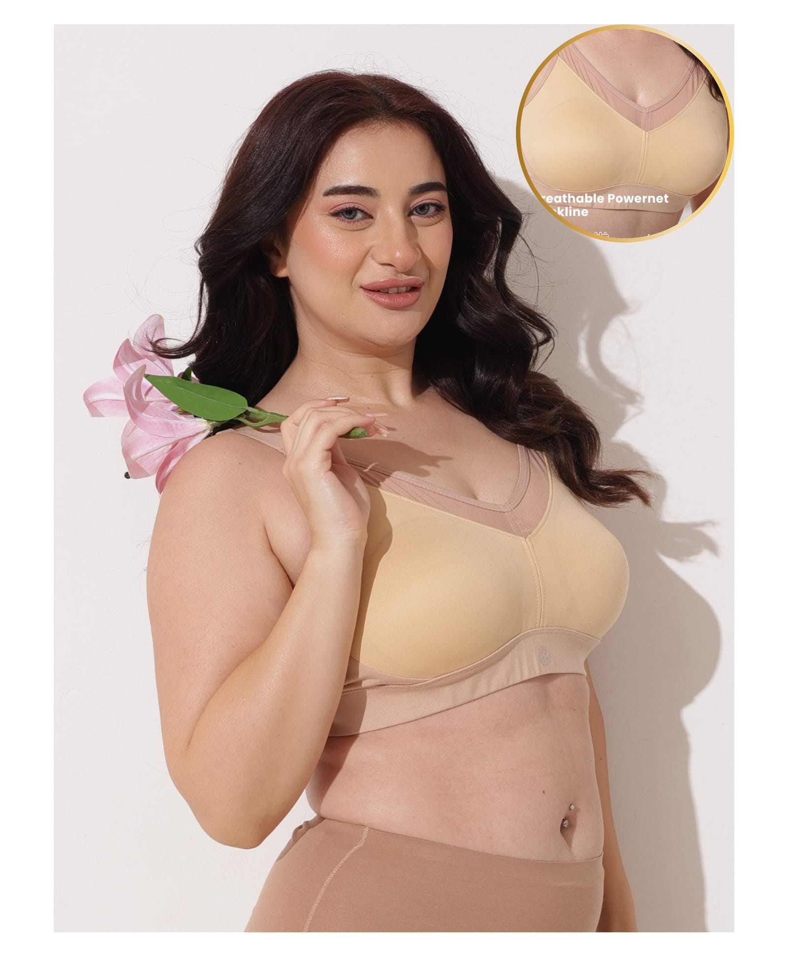 Zelena 92% Modal 8% Spandex Knit Solid Maternity Bra With Front Open Nursing Access - Skin-picture-35