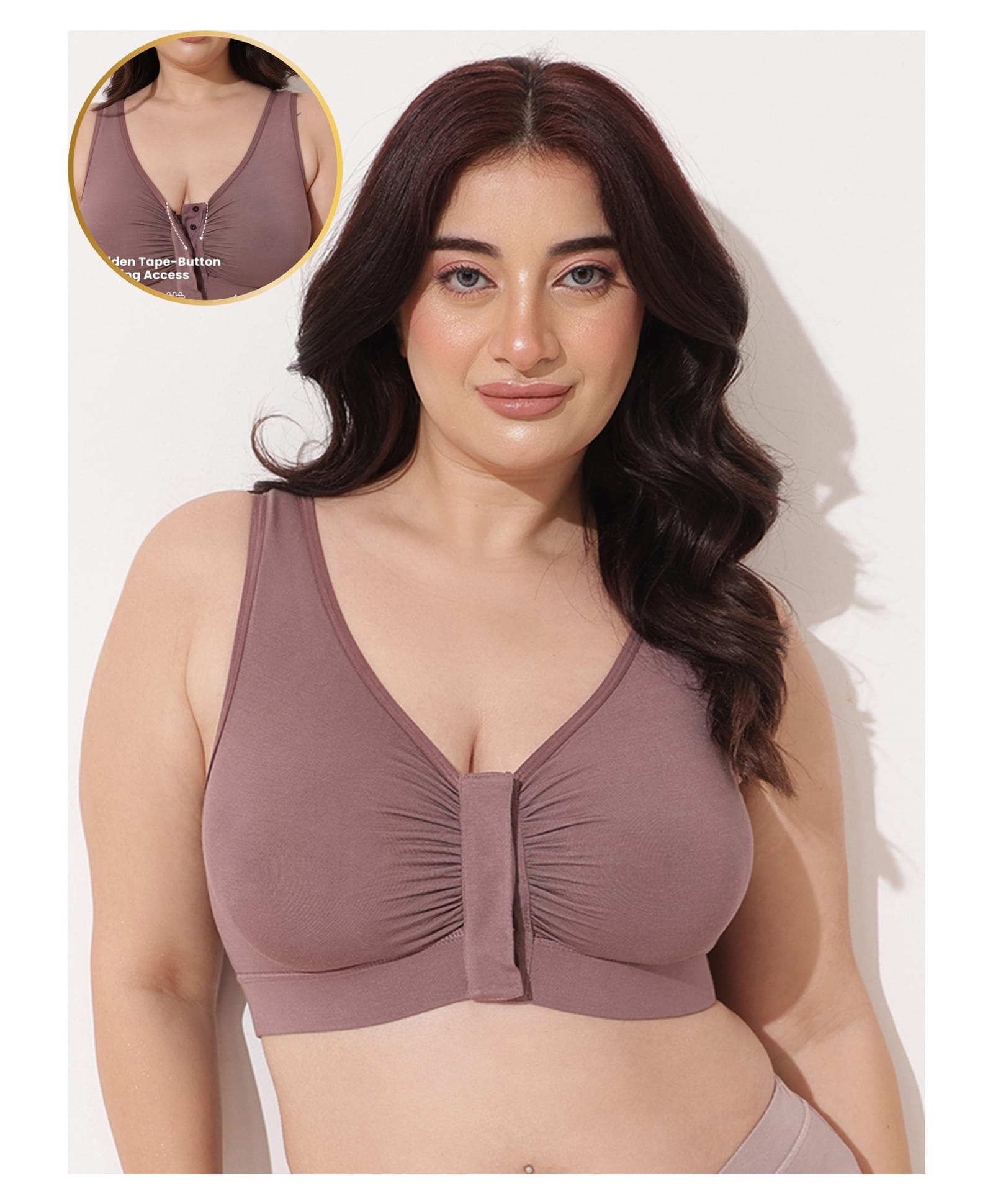 Zelena 92% Modal 8% Spandex Knit Solid Maternity Bra With Front Open Nursing Access - Coco-picture-17