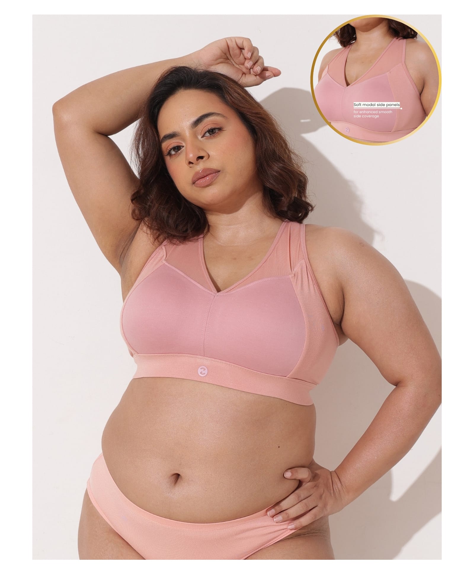 Zelena 92% Modal 8% Spandex Knit Solid Maternity Bra With Front Open Nursing Access - Paper Peach-image-8