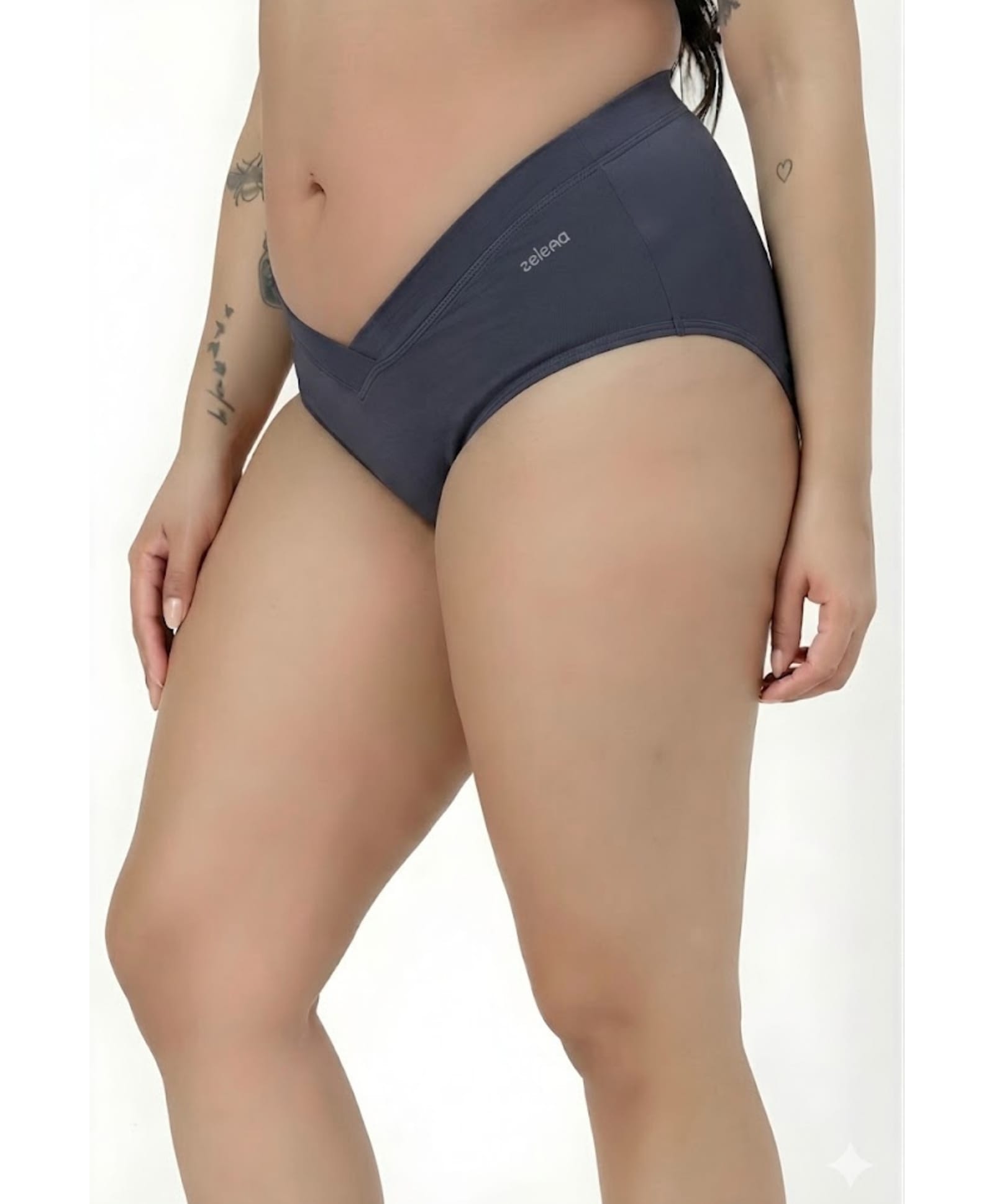 Zelena 92% Modal 8% Elastane Knit Solid Mid Rise Maternity Panty - Future Dusk-image-16