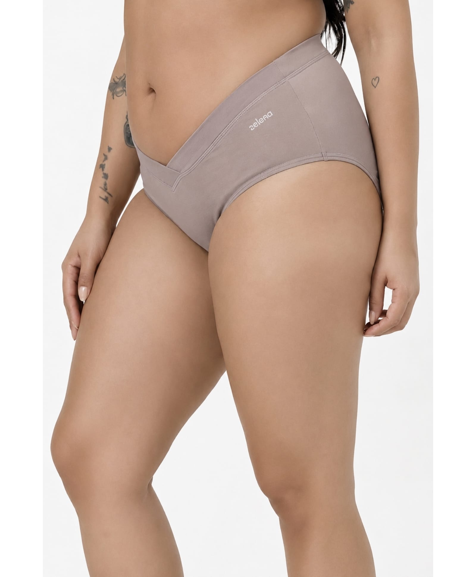 Zelena 92% Modal 8% Elastane Knit Solid Mid Rise Maternity Panty - Dark Skin-picture-24