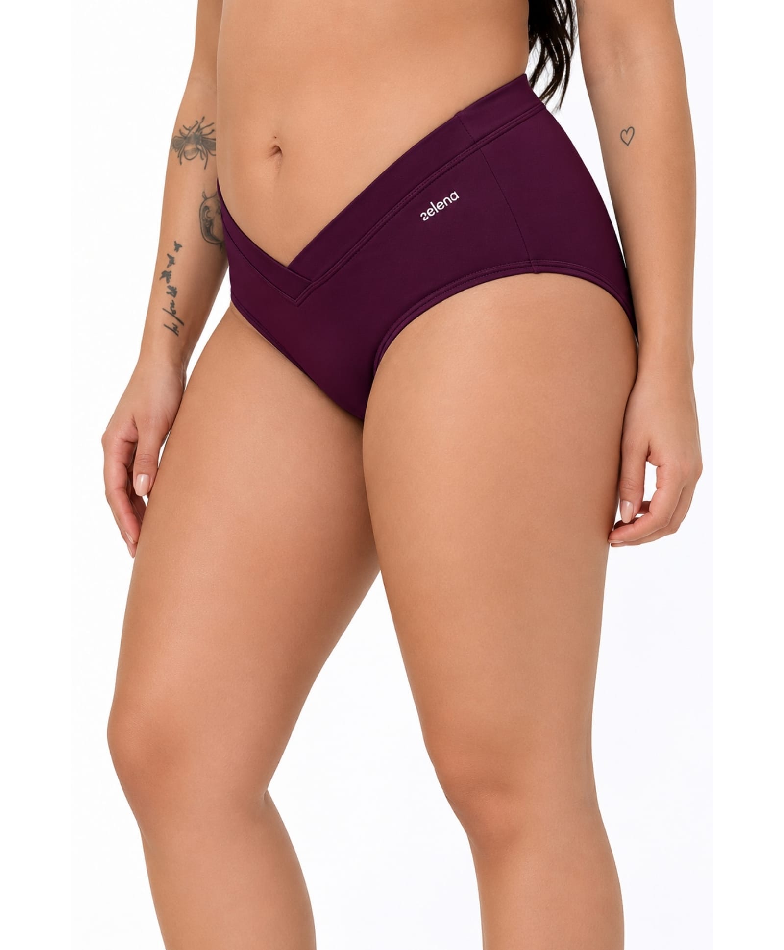 Zelena 92% Modal 8% Elastane Knit Solid Mid Rise Maternity Panty - Wine-picture-30