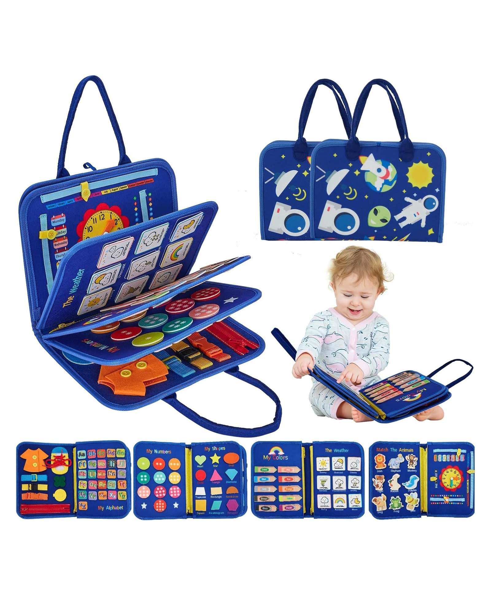 funverse Toddler Busy Binder & Busy Book for Toddlers 1-3 Years - Montessori Busy Board & Activity Book for Kids 2-4 - Engaging Toys for 2-3 Years - Educational Busy Book for Learning.-picture-19