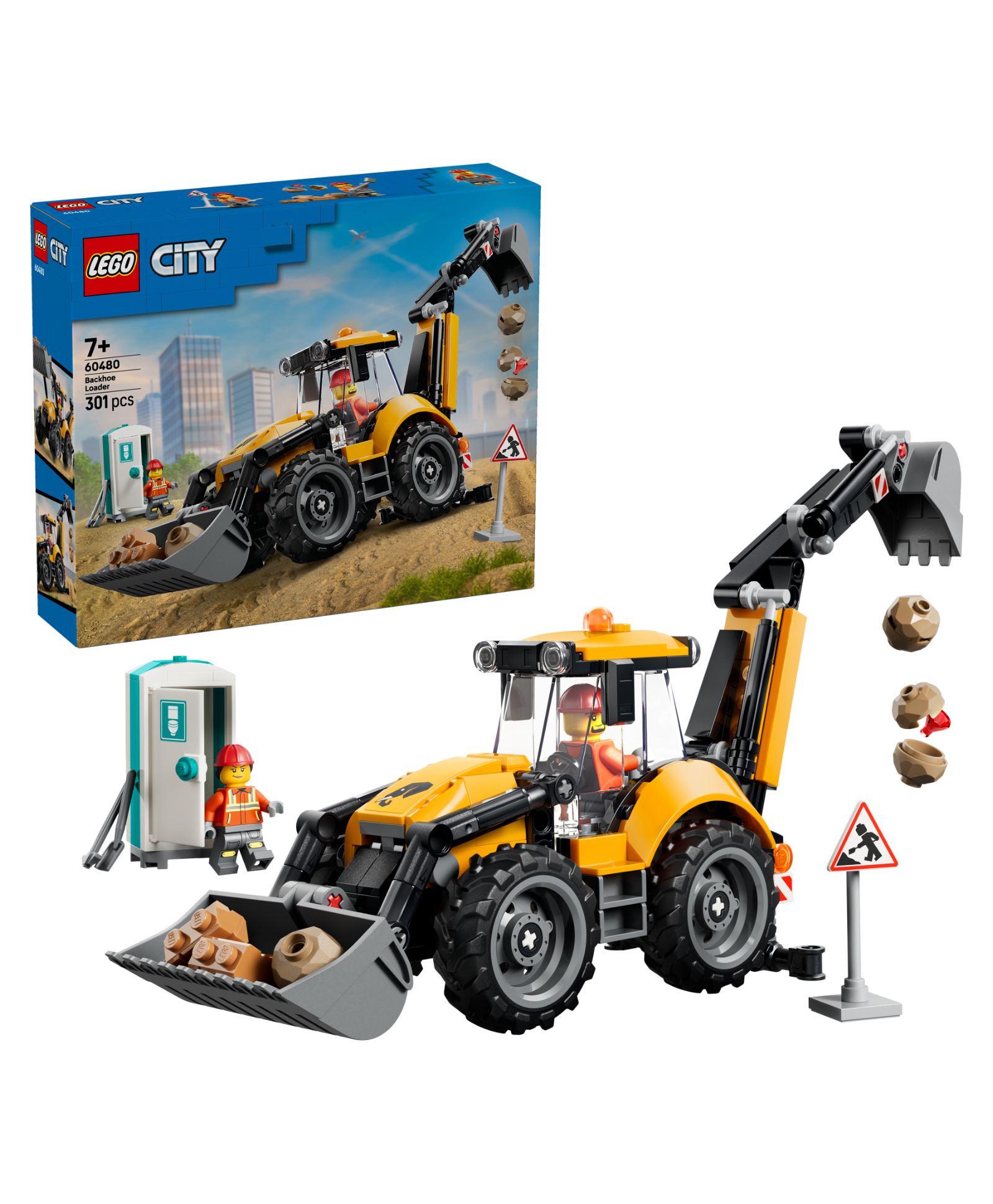 LEGO City Yellow Backhoe Loader - Construction Toy 301 pieces-60480-image-9