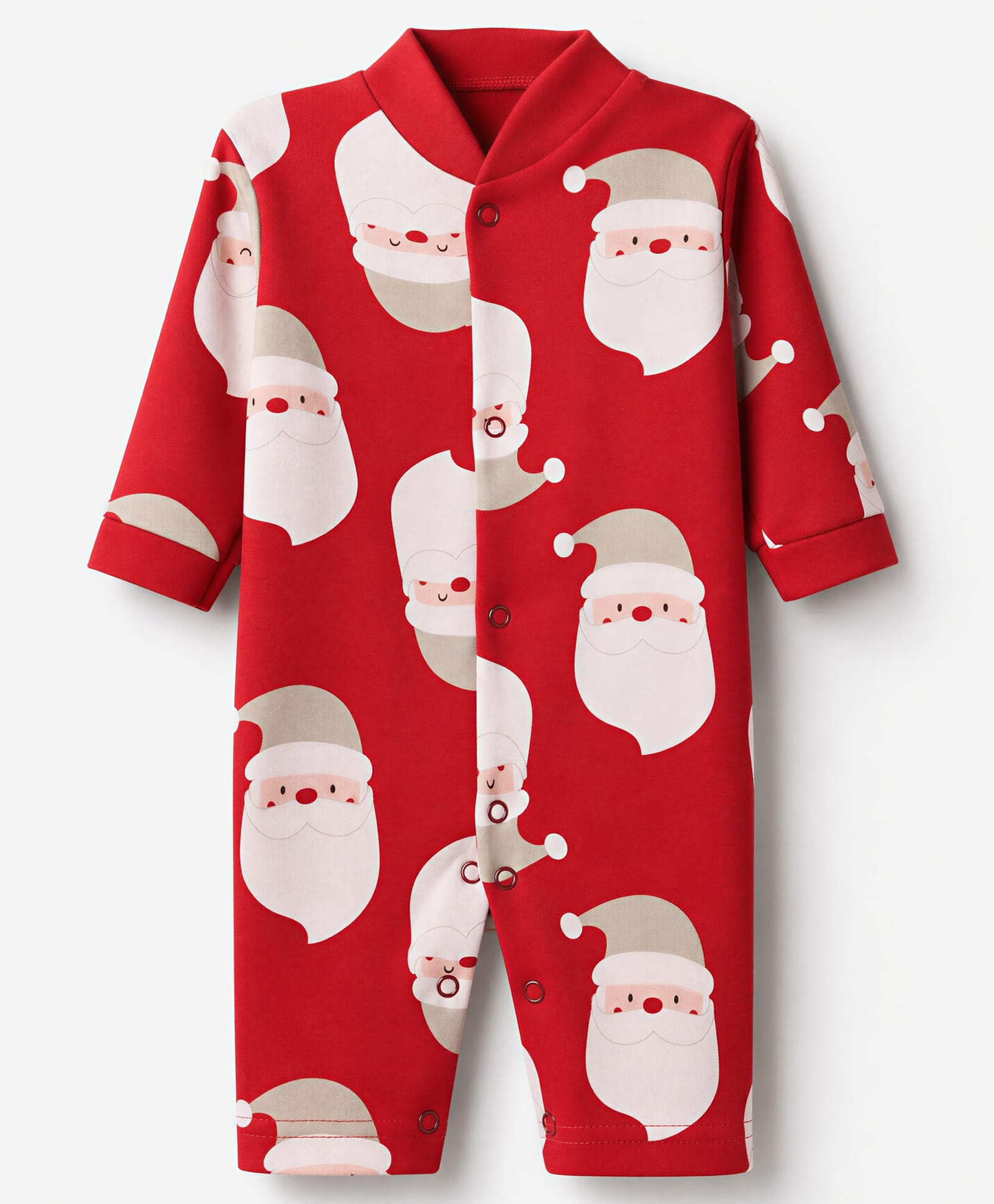 Junior Star Full Sleeves Santa Printed Romper - Red-image-30