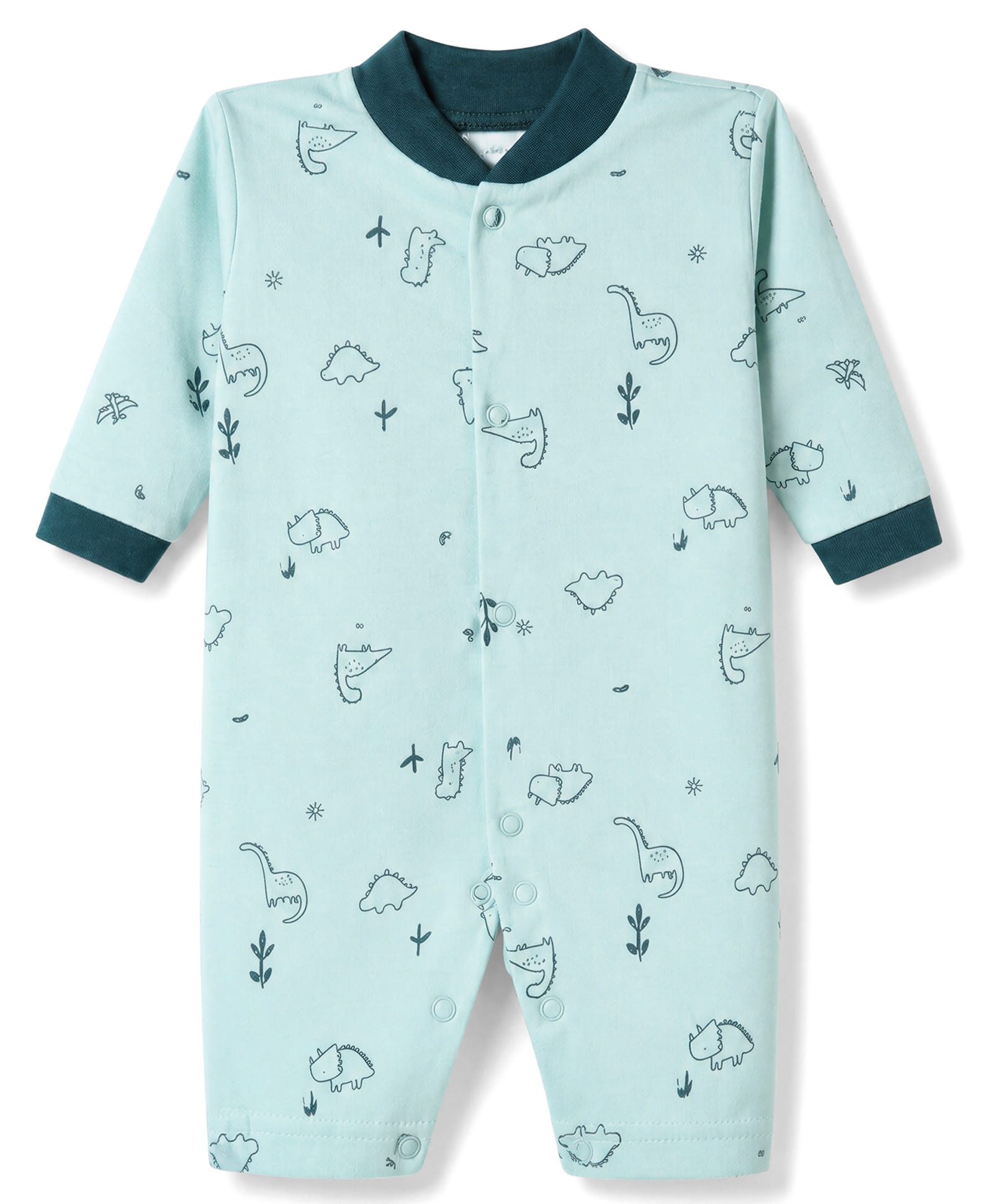 Junior Star Full Sleeves Dinosaurs Printed Romper - Green-image-25