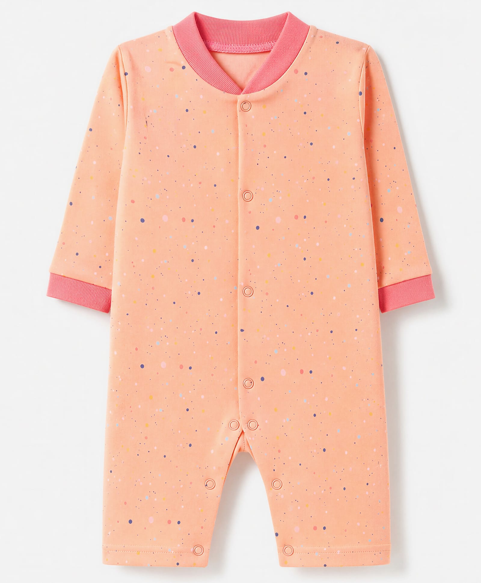 Junior Star Full Sleeves Polka Dots Printed Romper - Pink-picture-15