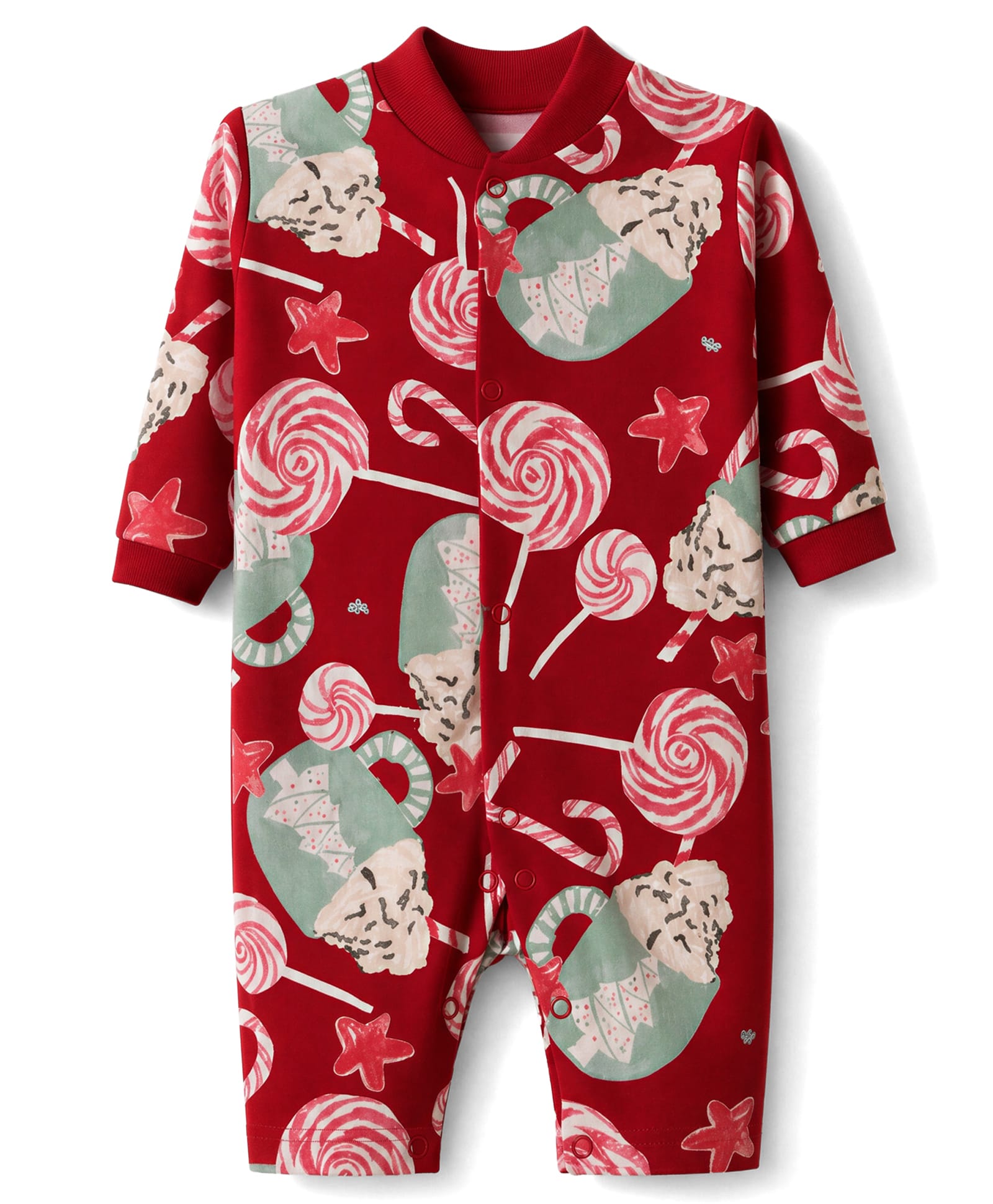 Junior Star Full Sleeves Sweet Treats Theme Printed Romper - Red-image-37