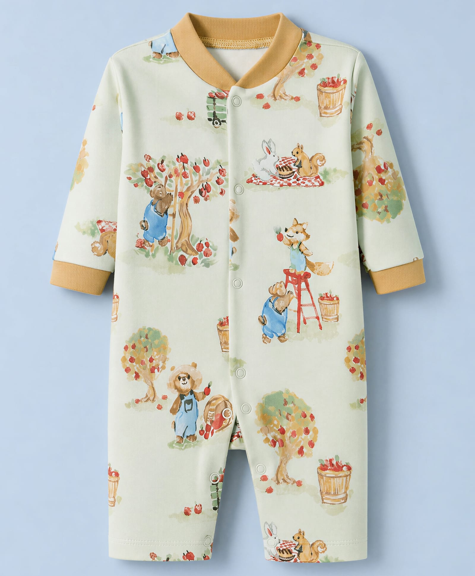 Junior Star Full Sleeves Animal Friends Printed Romper - Yellow-image-21