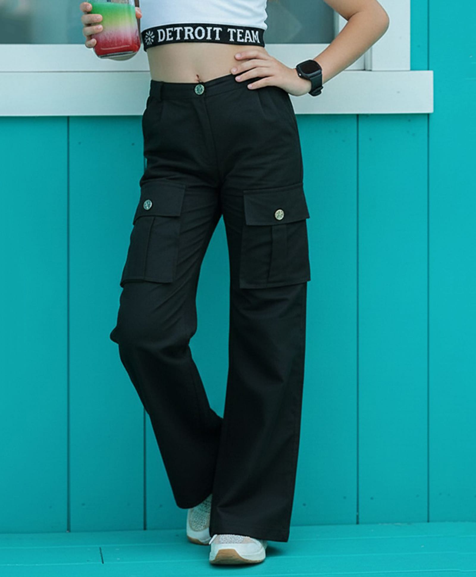 Cutiekins Woven Solid Cargo Pants - Black-picture-18