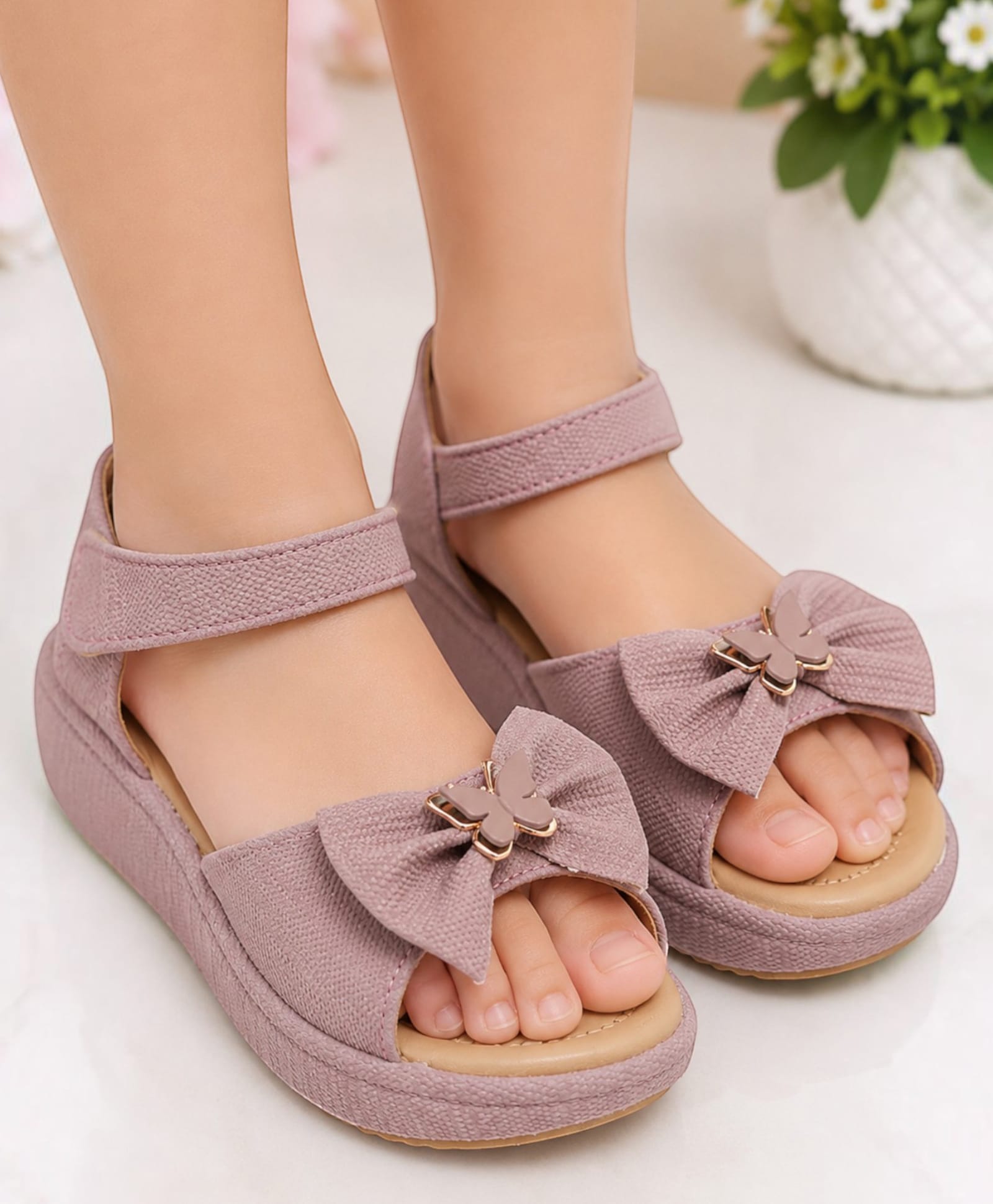 Freeplay Butterfly & Bow Applique Detailed Velcro Closure Sandals - Lavender-picture-46