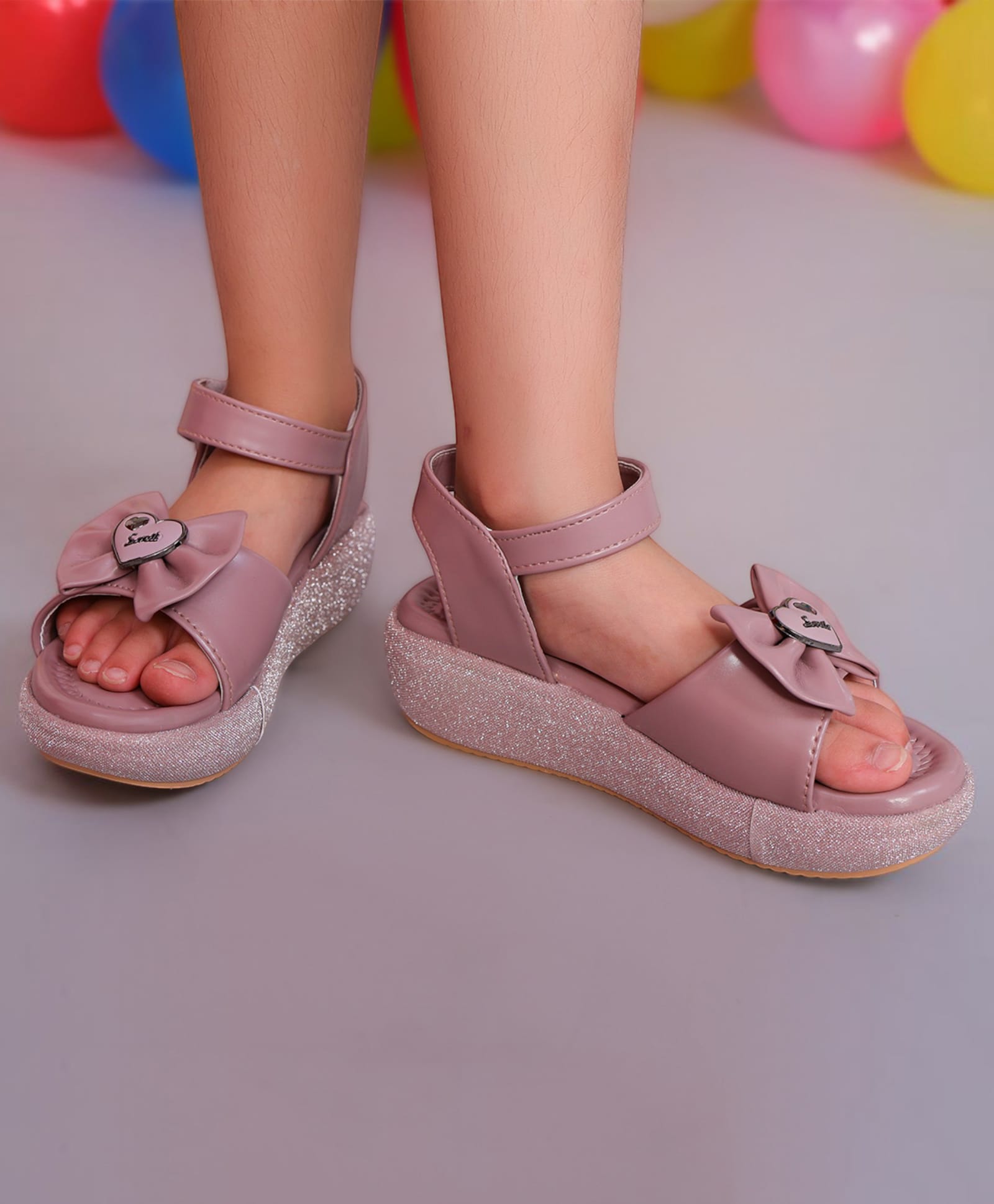 Freeplay Heart & Bow Applique Detailed Velcro Closure Sandals - Lavender-picture-2