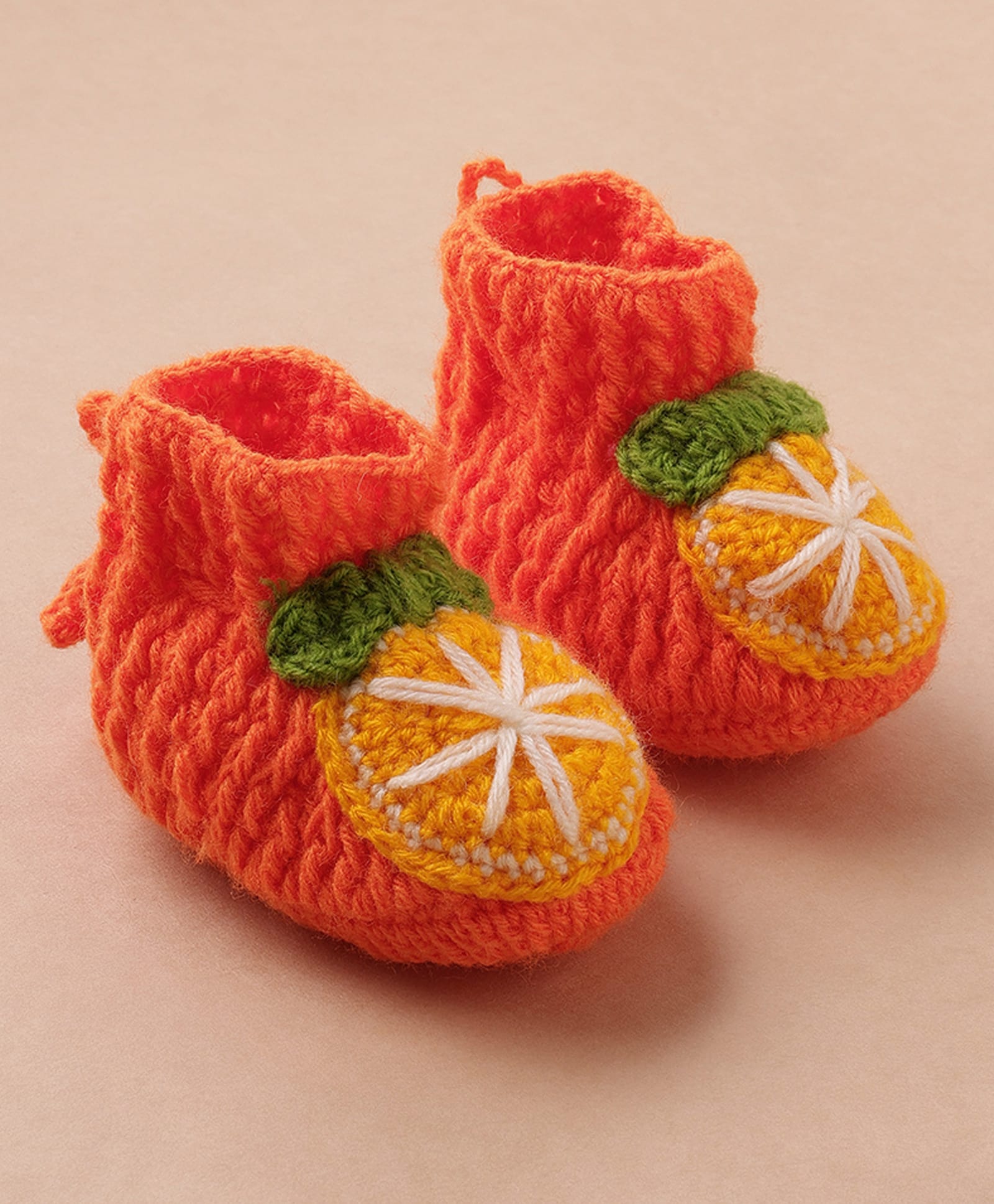 MayRa Knits Orange Designed Hand Knitted Booties - Orange-picture-13