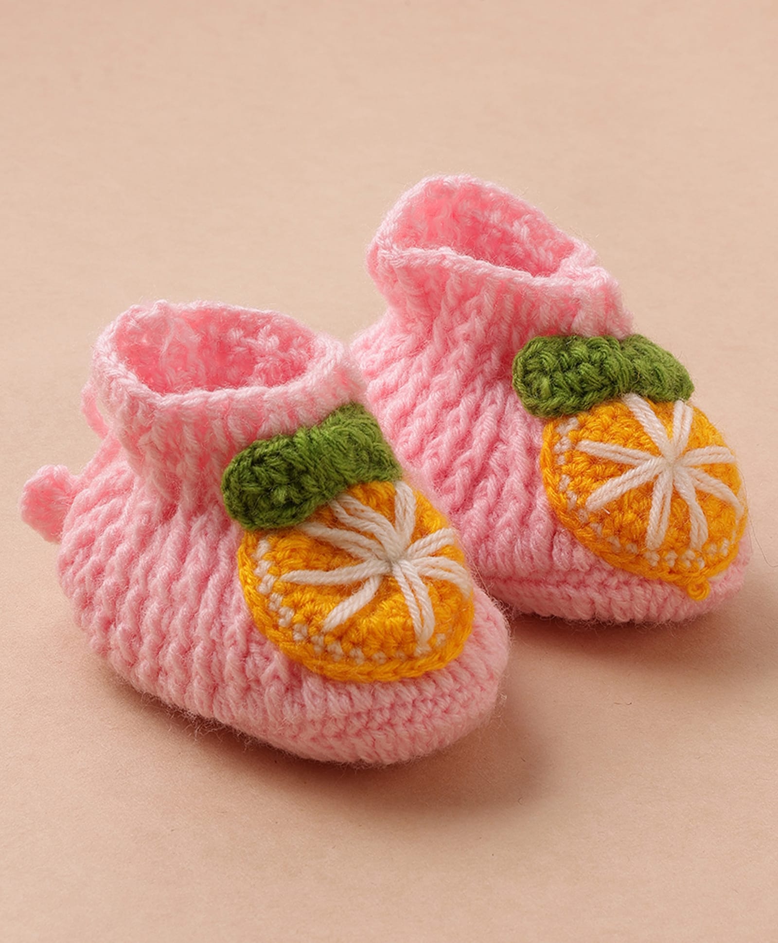 MayRa Knits Orange Designed Hand Knitted Booties - Pink-picture-21