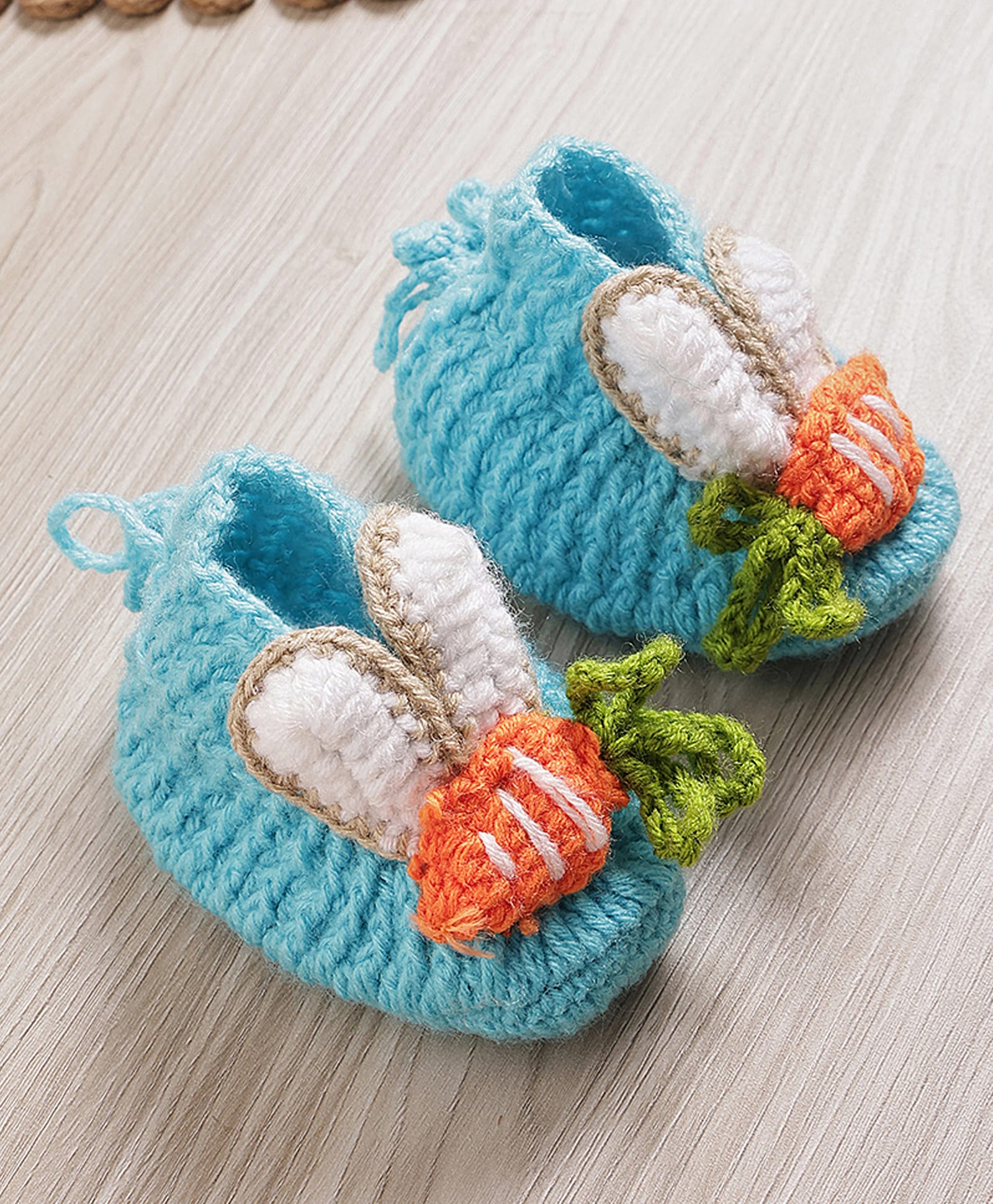 MayRa Knits Carrot Designed Hand Knitted Booties - Blue-picture-11