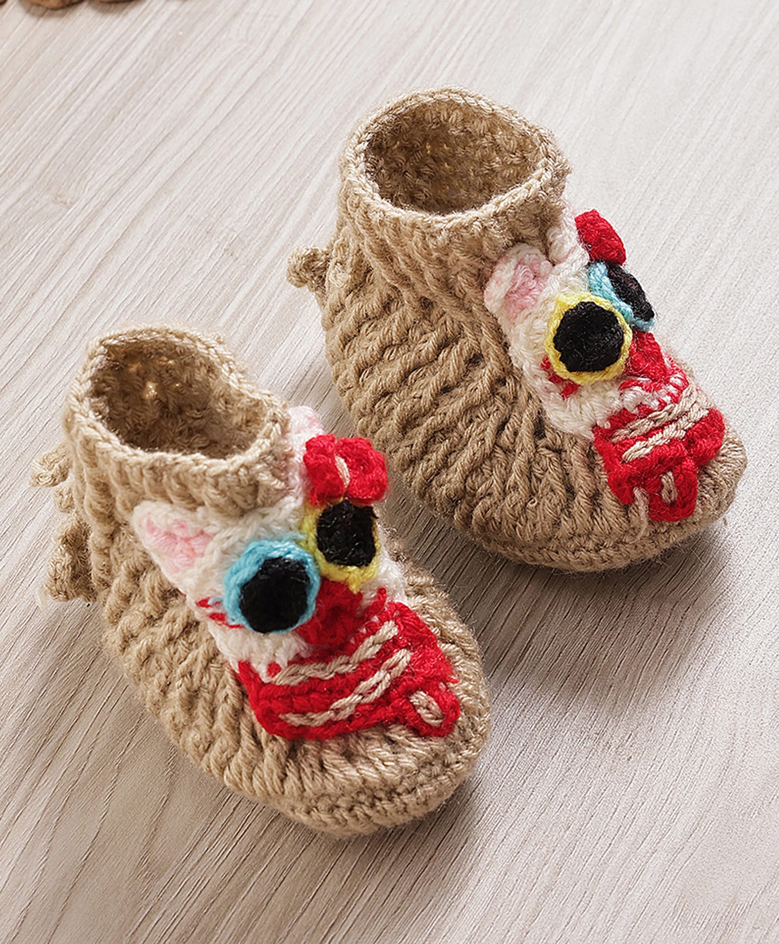 MayRa Knits Hand Knitted Abstract Designed Booties - Beige-image-37