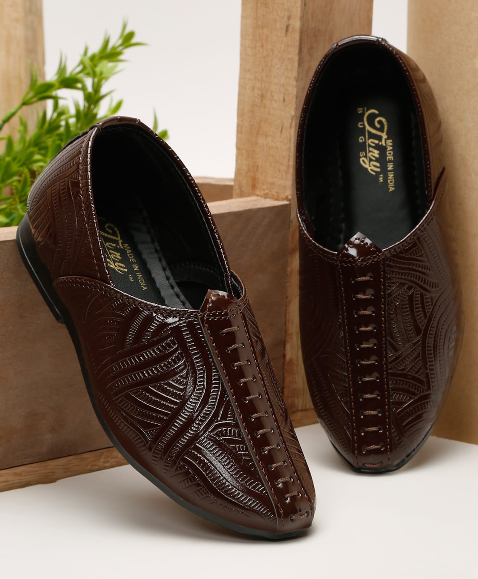 Tiny Bugs Abstract Designed Mojaris - Brown-picture-15