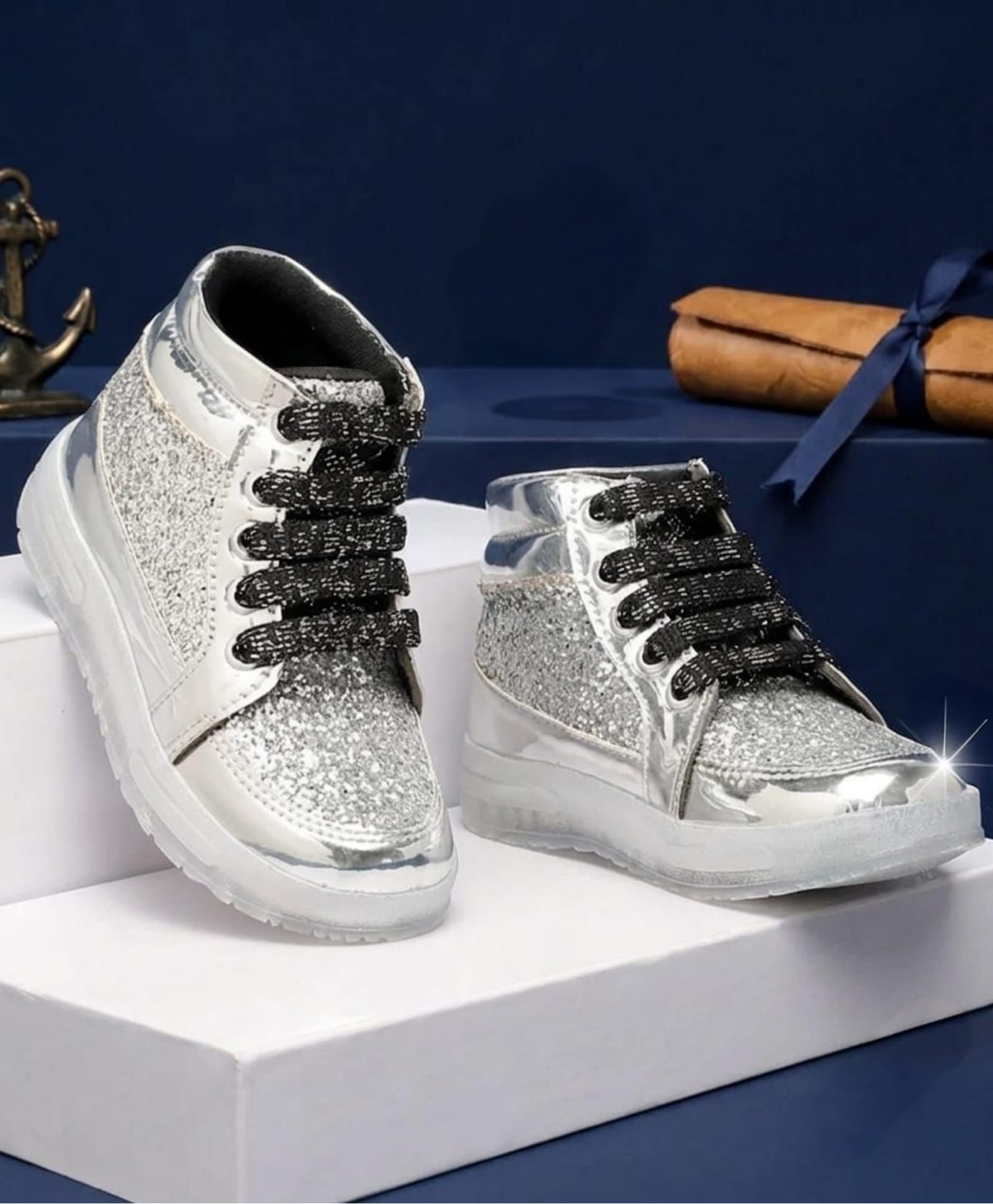 Tiny Bugs Glittered Lace Up Shoes - Silver-picture-10