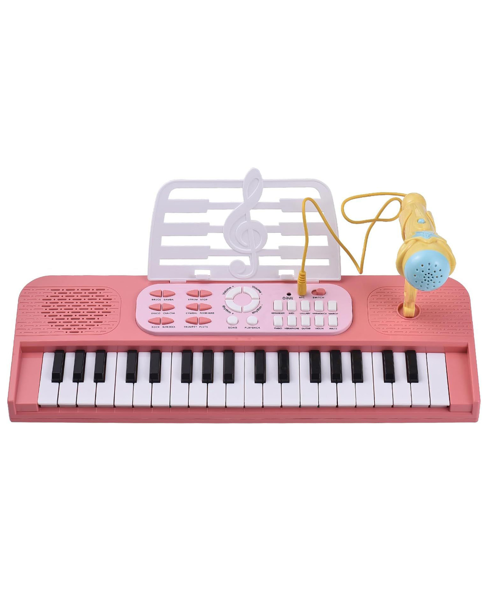 AKN TOYS 37-Key Electric Keyboard Piano for Beginners with Sheet Music Stand and Microphone Lightweight, Versatile MIDI Instrument - Pink-picture-41