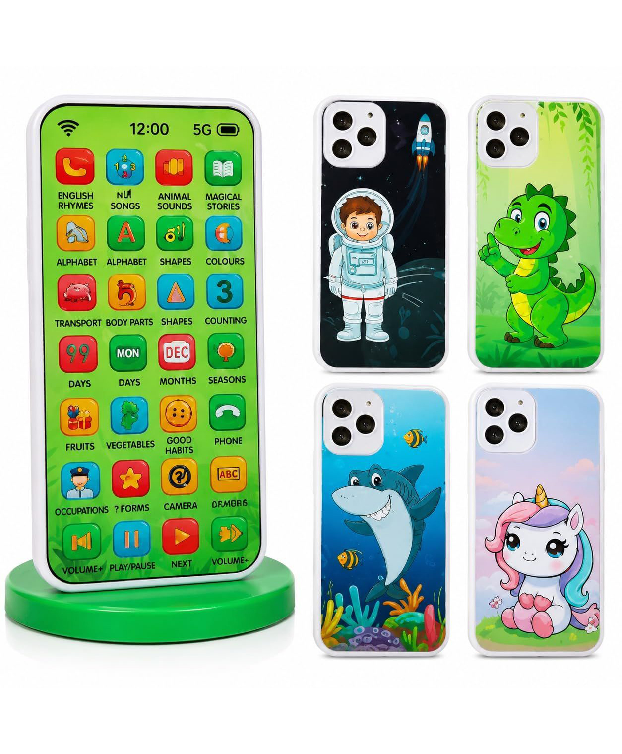 AKN TOYS Educational Mobile Phone Toy for Kids with Type-C Rechargeable Battery - Musical Learning Smartphone with 28 Functions, English & Hindi - PACK OF -1-image-18