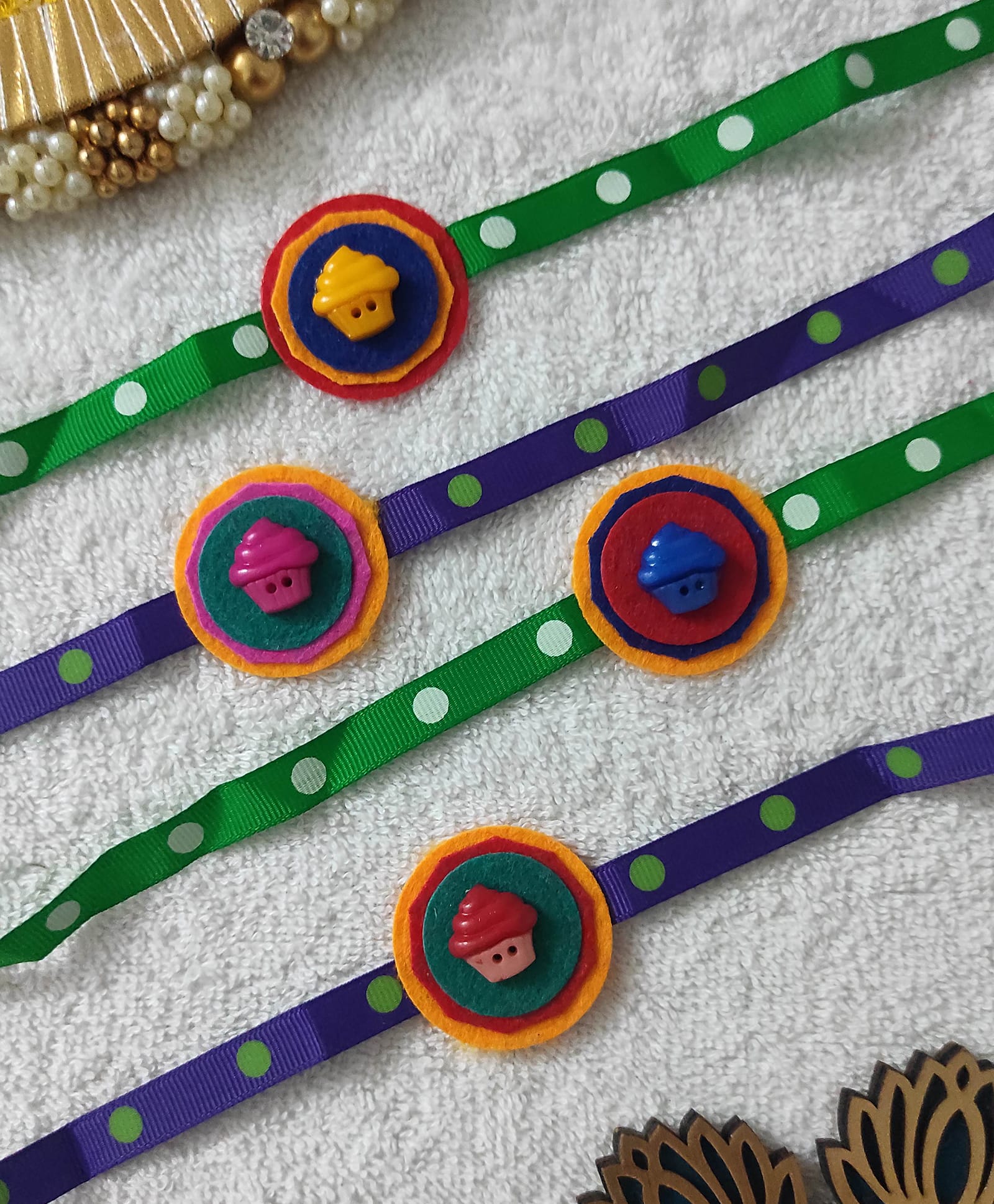 Krisha's KALACAREE set of 4cup cake rakhi l- Multicolour-picture-15