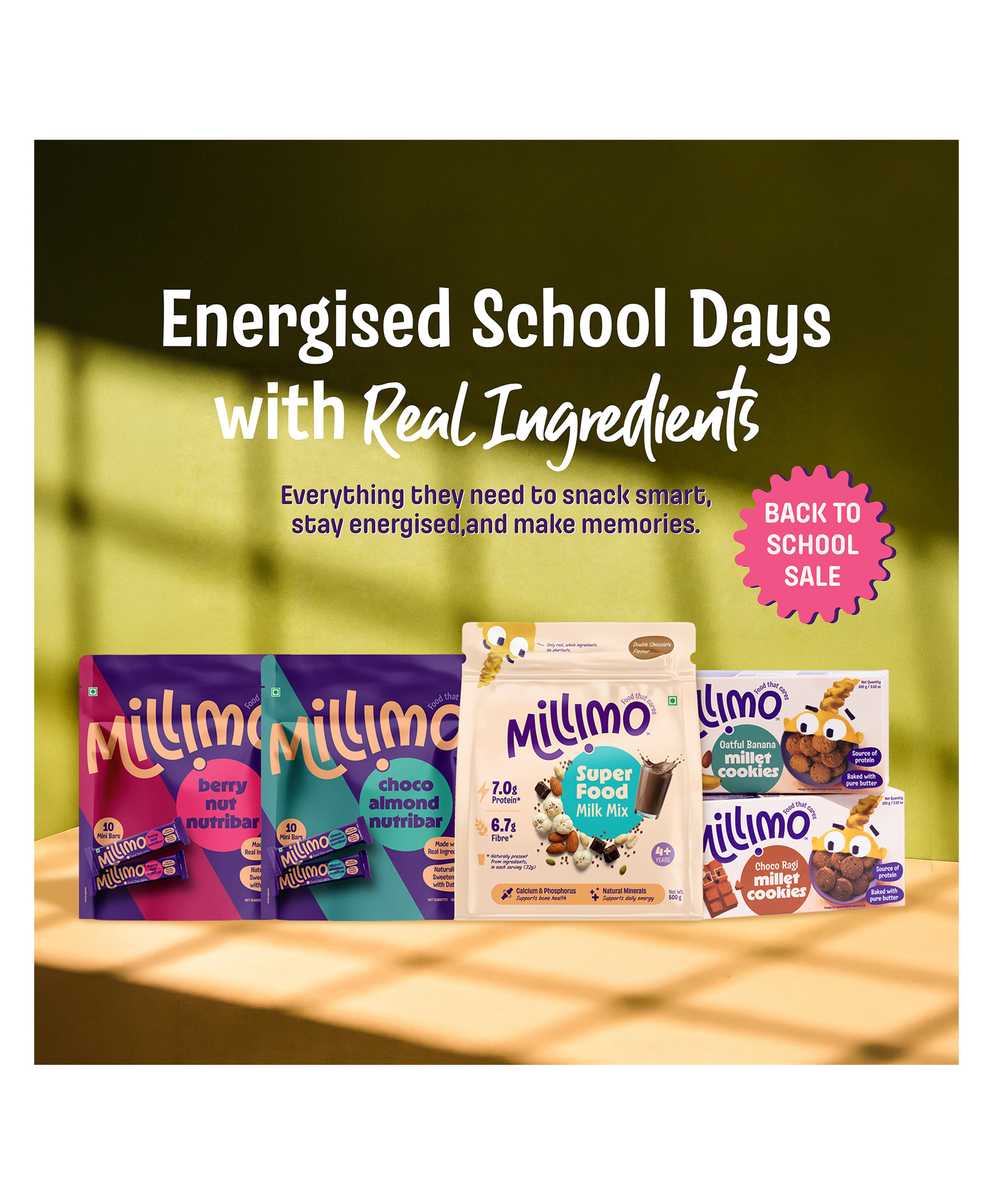 Millimo Healthy Back to School Combo | Superfood Milk Mix, Millet Cookies & NutriBars | No Maida, No Refined Sugar | 2+ Years-image-30