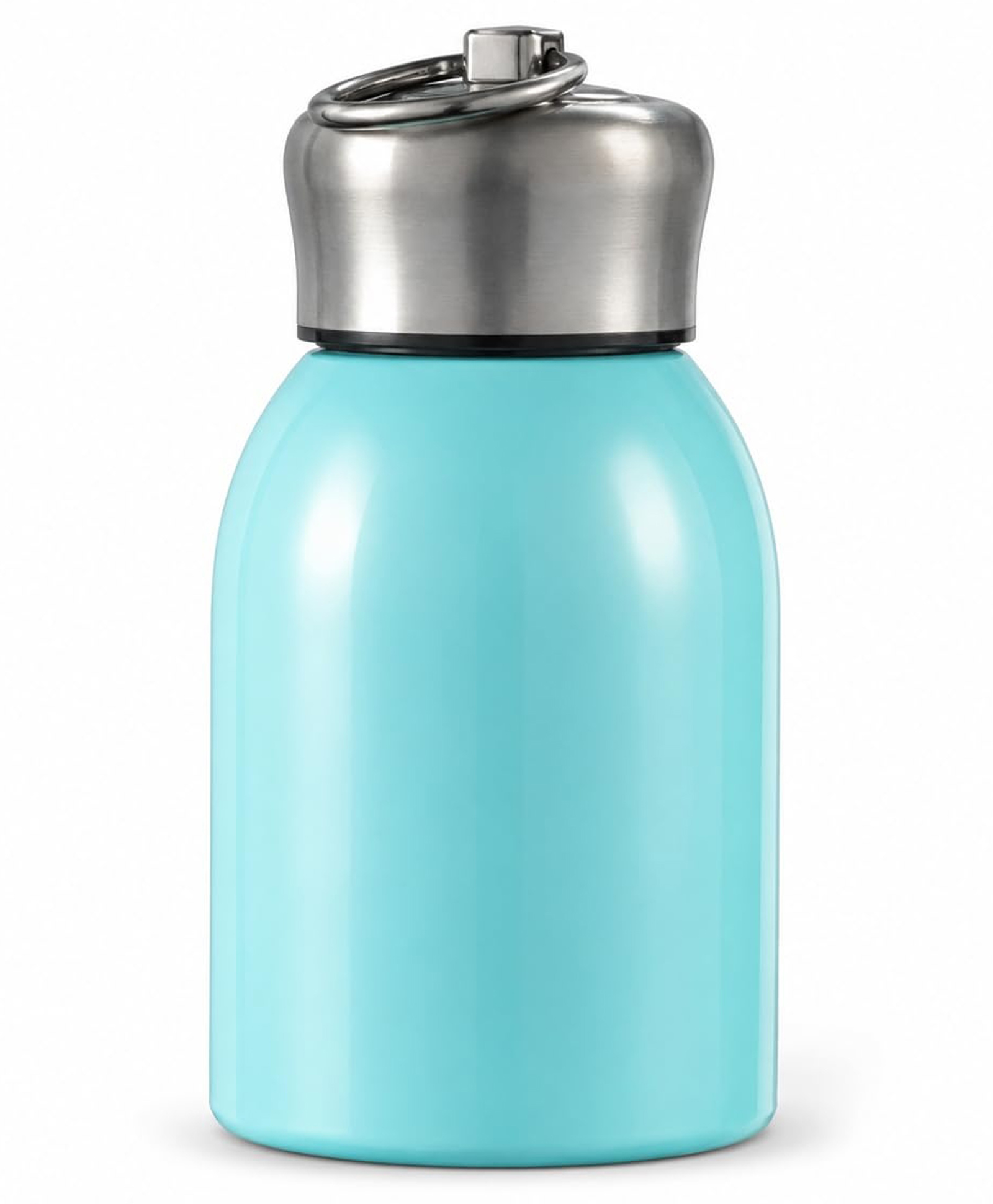 New Pinch Plain Mini Stainless Steel Vacuum Insulated Water Bottle, 300ml, Leakproof, Hot and Cold, with Keyring Cap (BLUE)-image-40