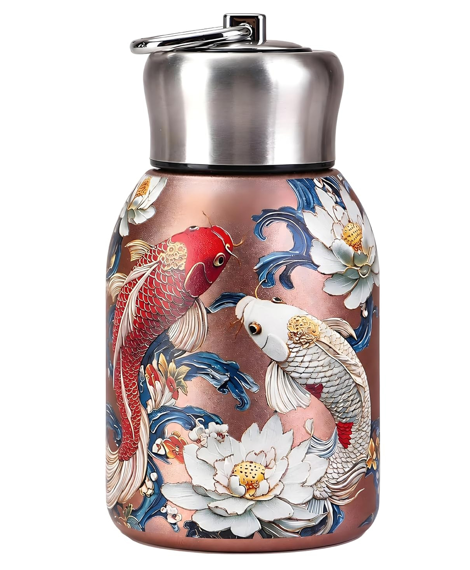 New Pinch Printed Fish Cute Mini Insulated Water Bottle with Handle Lid, Leakproof Vacuum Flask for Hot & Cold Drinks, Portable Thermos Bottle for Kids, School, Office & Travel (280 ml)-image-37