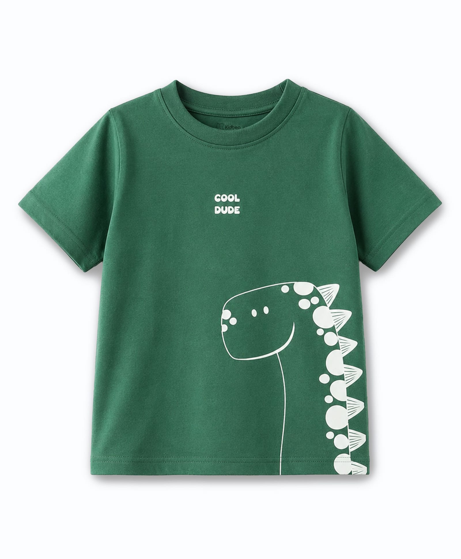 Kidbea Cotton Knit Half Sleeves Dinosaur Printed Tee - Dark Green-image-1