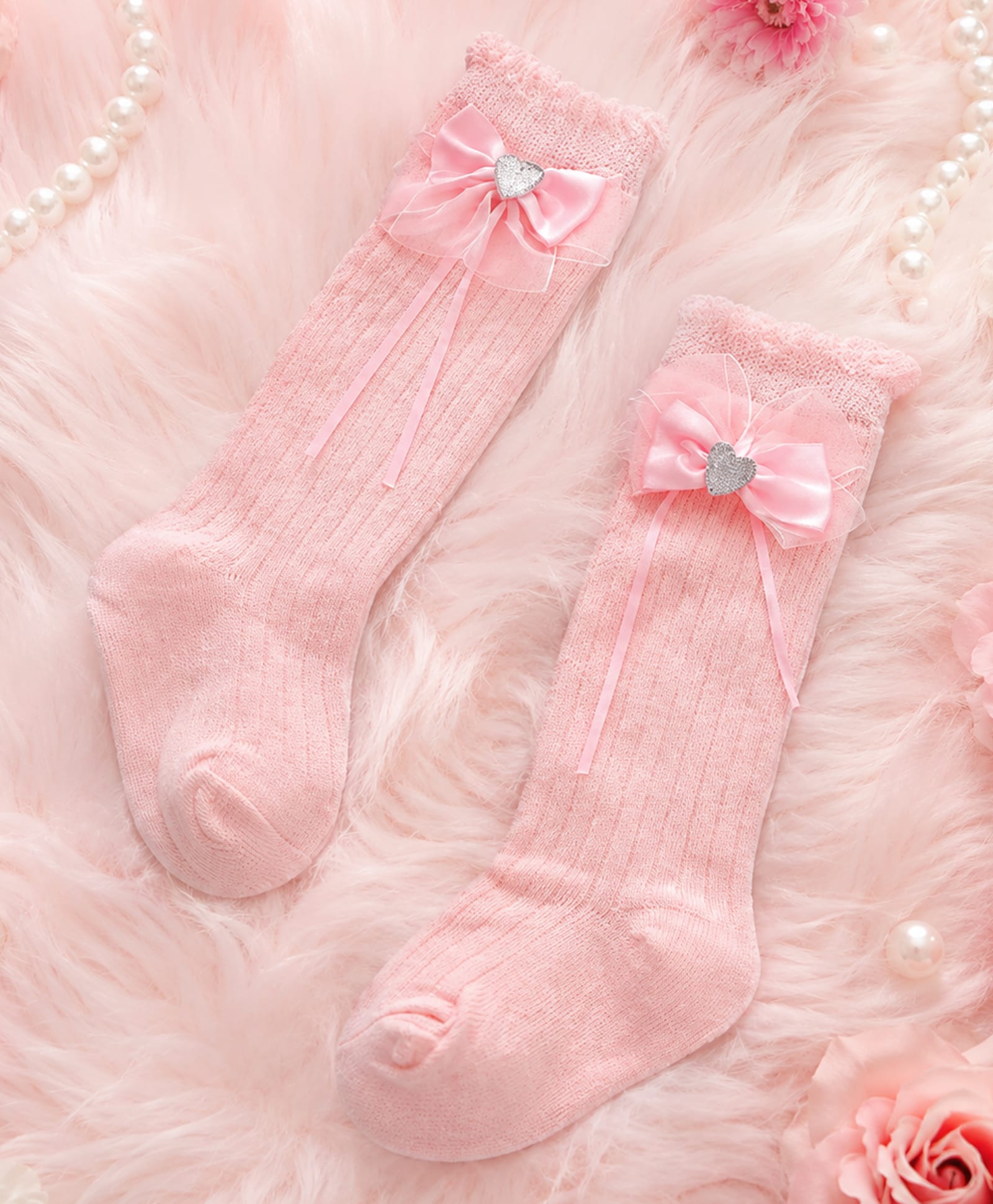 Flaunt Chic Bow Applique Detailed Socks - Pink-picture-1