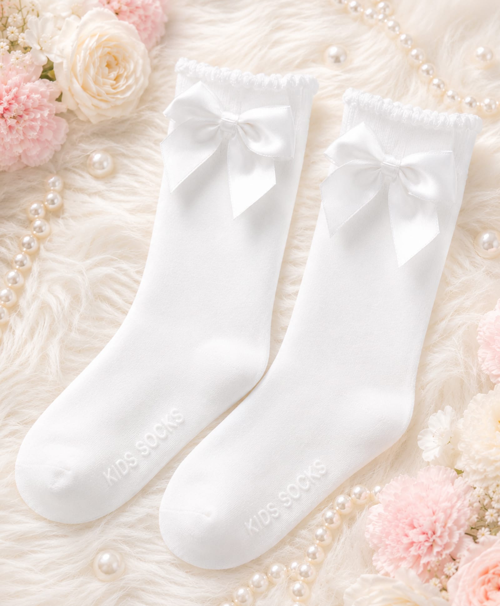 Flaunt Chic Cotton Blend Knit Bow Applique Detailed Socks - Black-image-24
