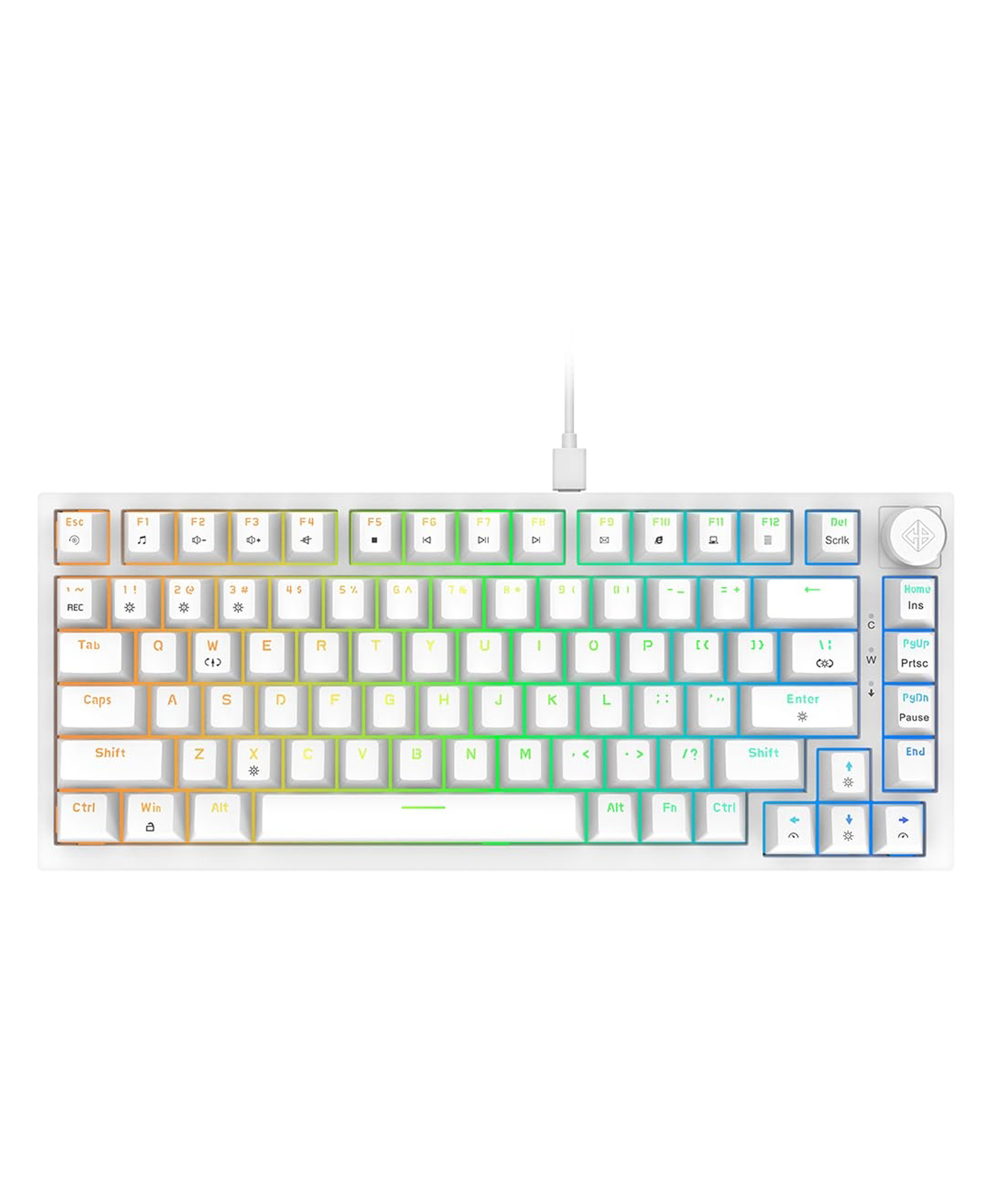 Cosmic Byte CB-GK-42 Phantom TKL Gasket Mechanical RGB Wired Keyboard, Pre-Lubed Outemu Red Switches, 1000Hz Polling, Per-Key RGB, Swappable Switches, Volume Roller (White)-picture-17