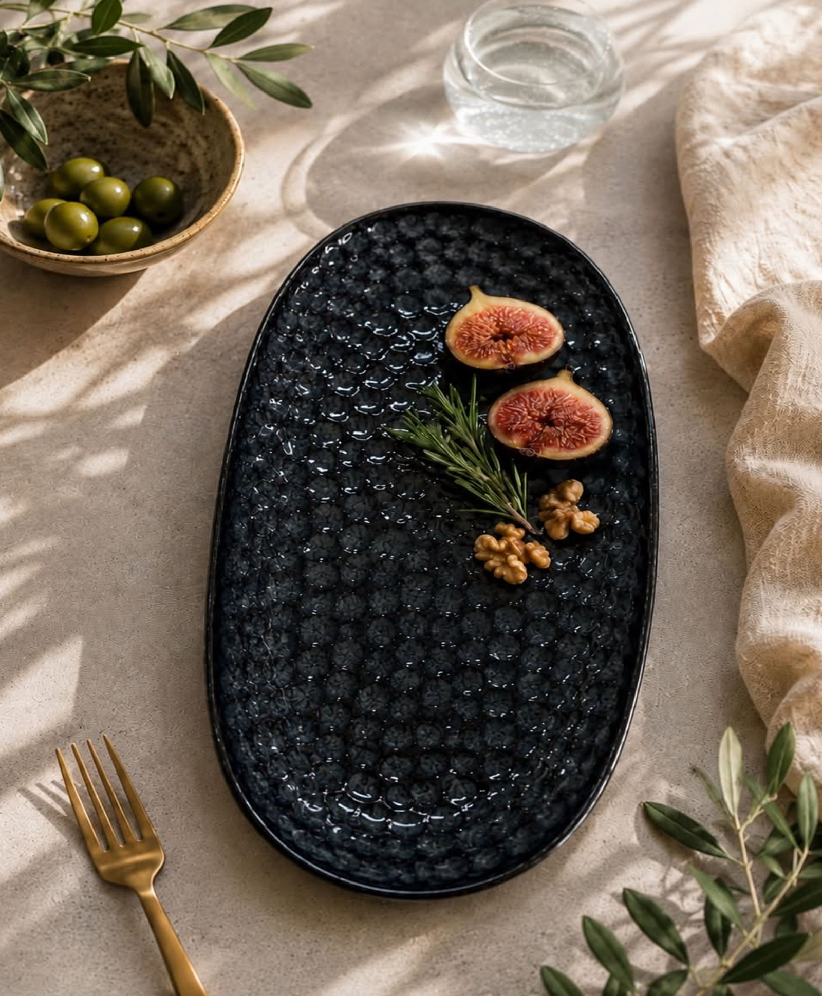 VOIDROP Premium Ceramic Appetizer Plate , Elegant Oval Serving Platter for Snacks, Sushi, Desserts & Starters , Textured Stoneware Snack Plate-picture-12