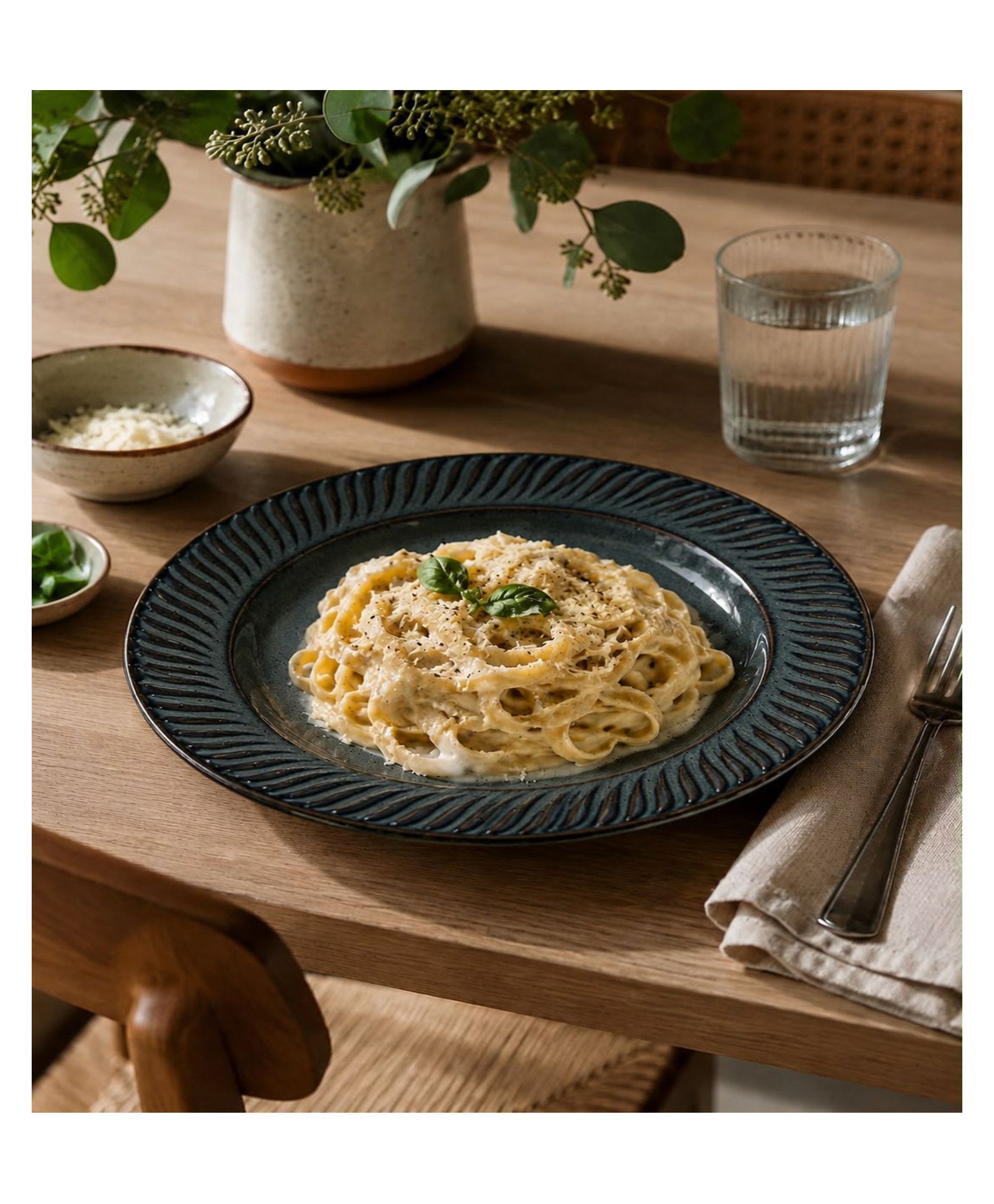 VOIDROP Luxury Dark Blue Ceramic Pasta Plate Textured Dinner Plate for Pasta, Salad & Fine Dining Presentation-image-37